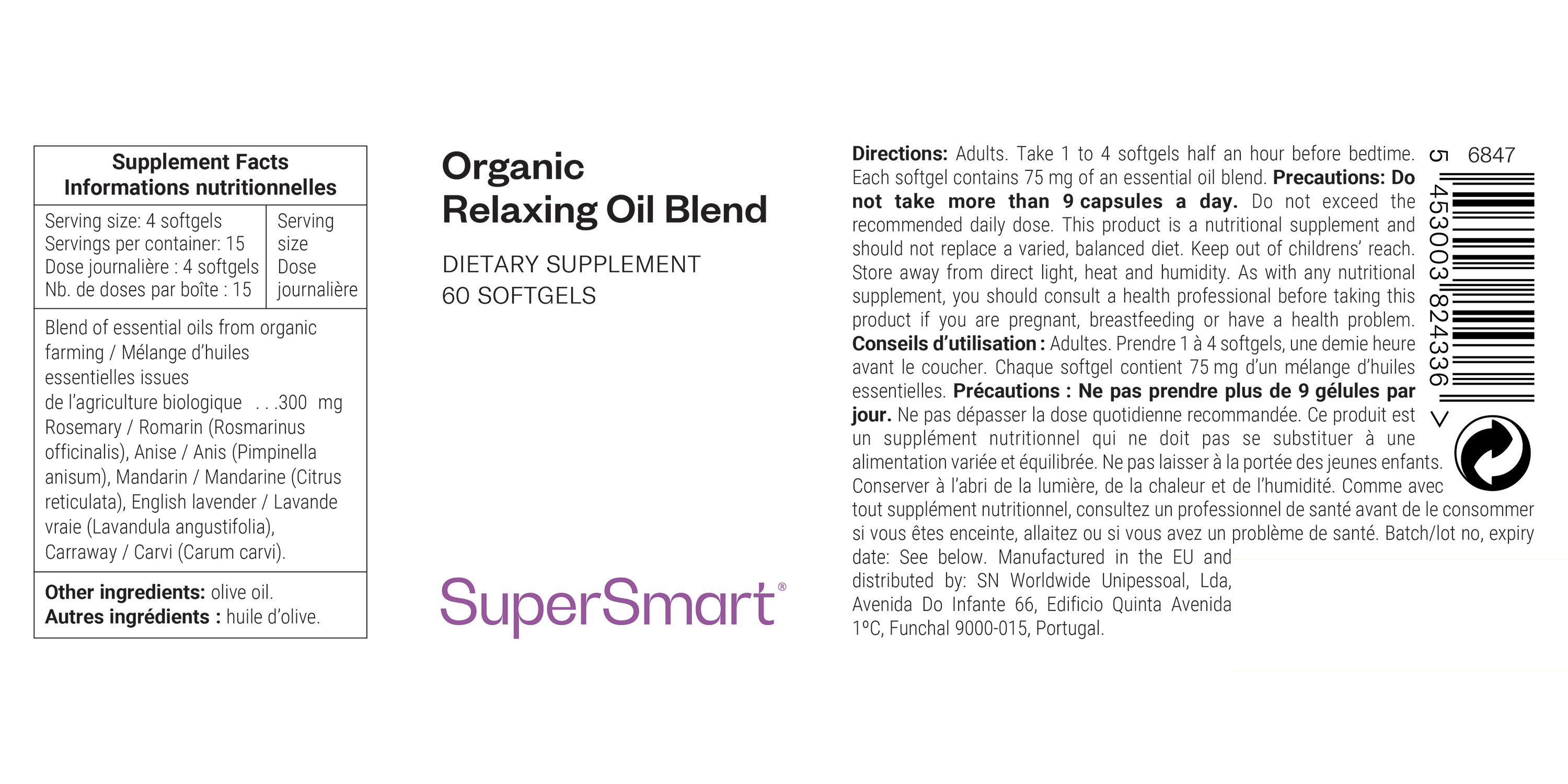 SuperSmart - Organic Relaxing Oil Blend 60 St