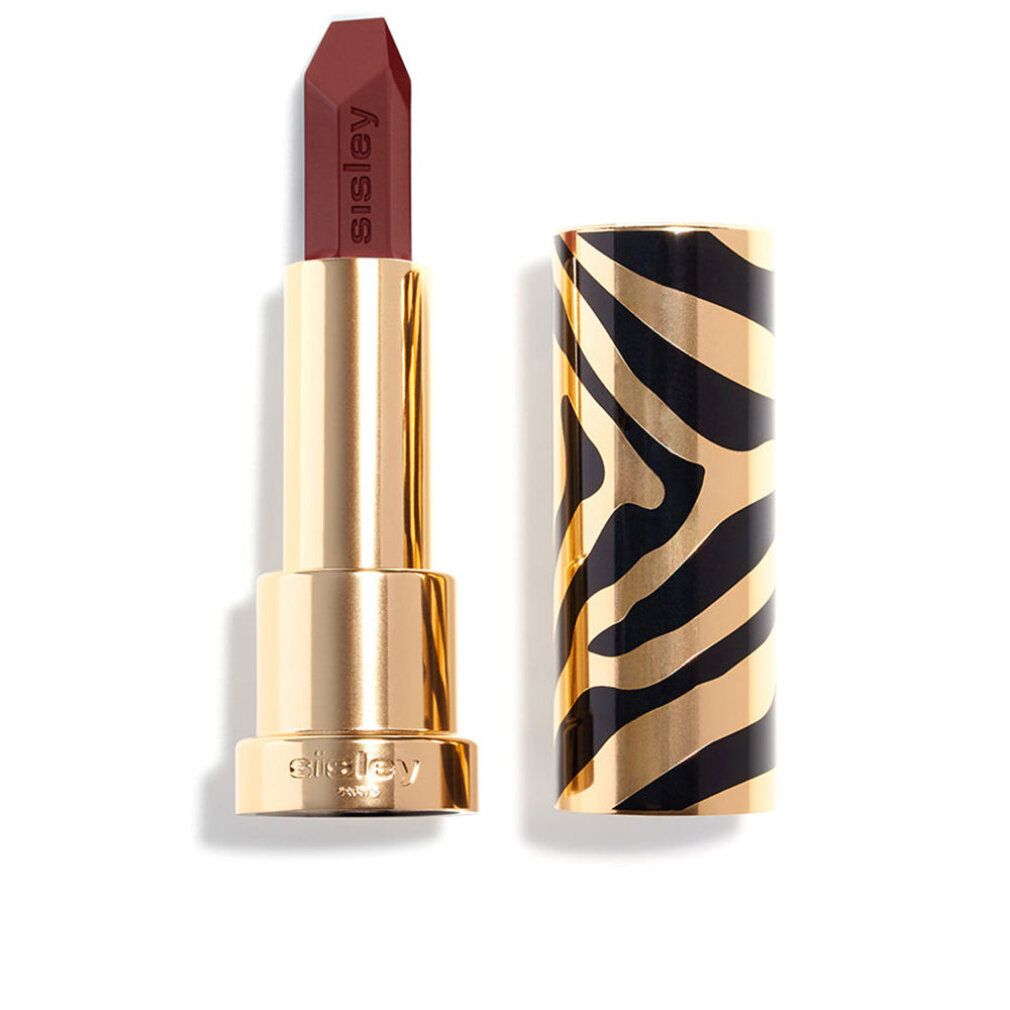 Lippenstift mit roter Mine und goldener Hülse. Hülse mit Zebra-Muster. Marke: Sisley.