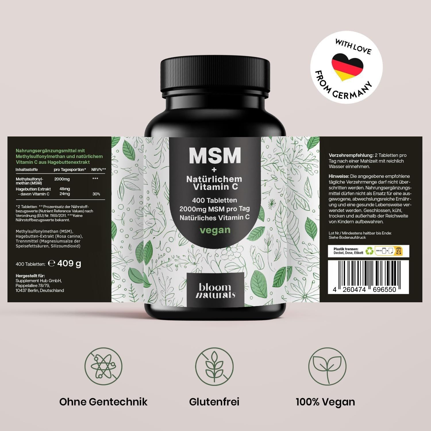Bloom Naturals MSM Tabletten 2000 mg