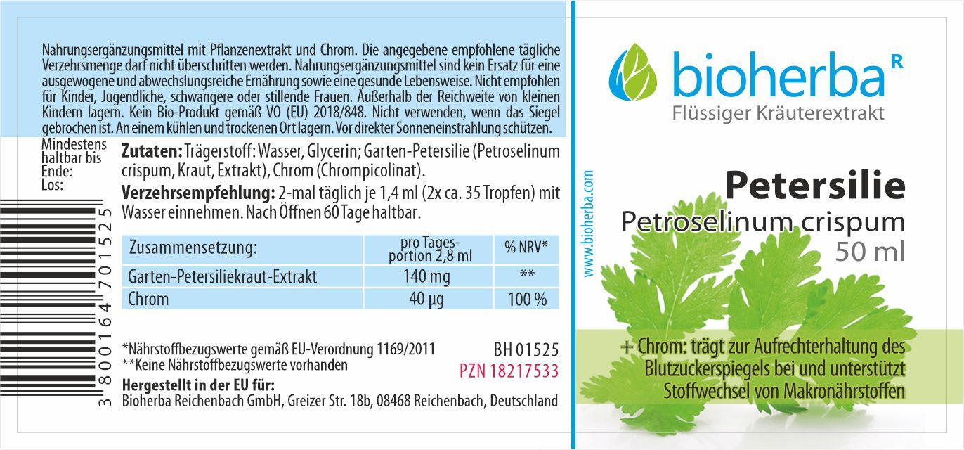 Petersilie Petroselinum crispum Tropfen Tinktur 50 ml PZN 18217533