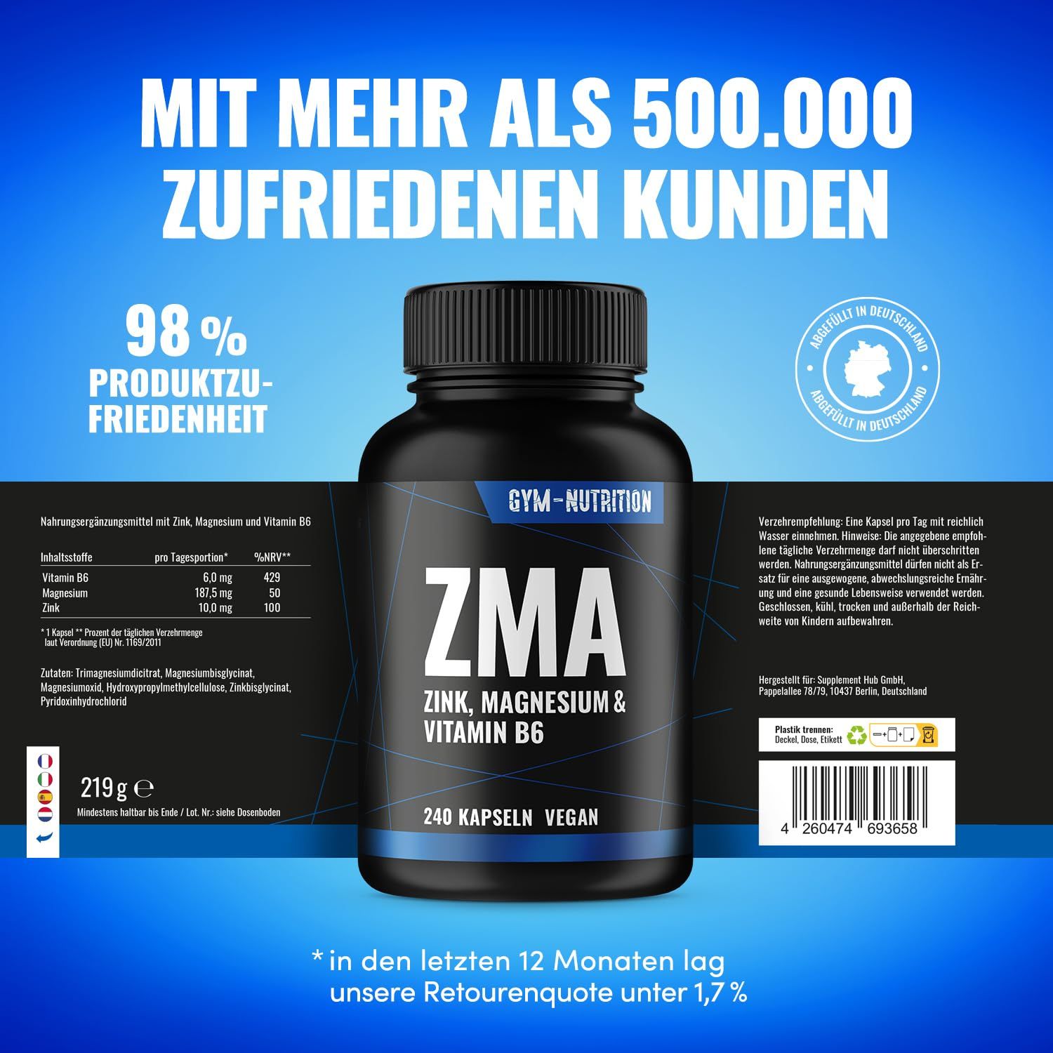 Gym Nutrition ZMA Kapseln