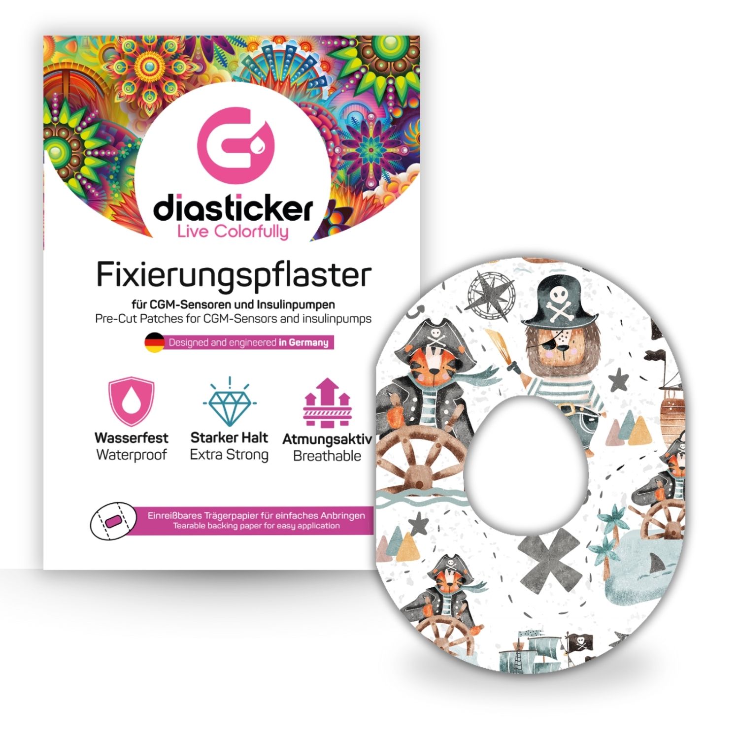 Diasticker® Dexcom G7 Fixiertapes 'Ahoy Pirates' 5 St