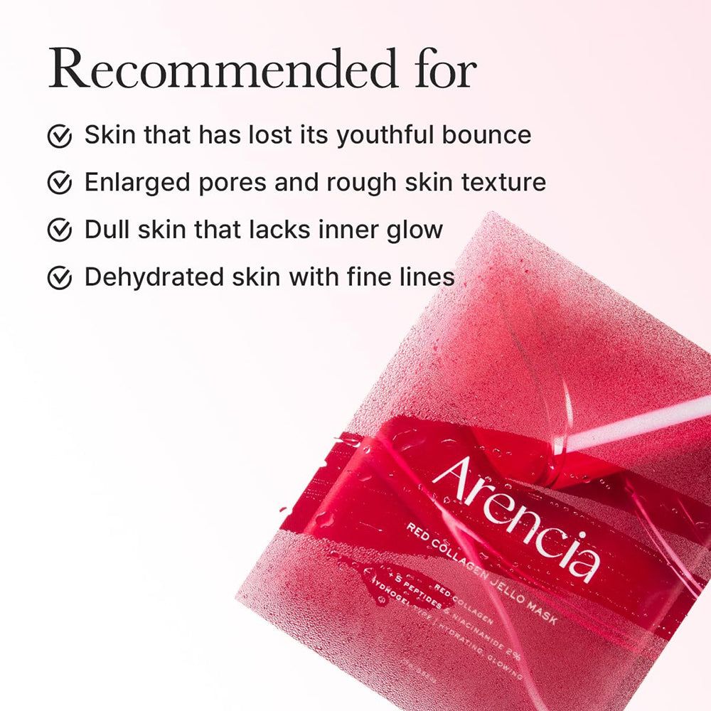 ARENCIA Rote Kollagen Gelee Hydrogel-Maske in Verpackung, rot.