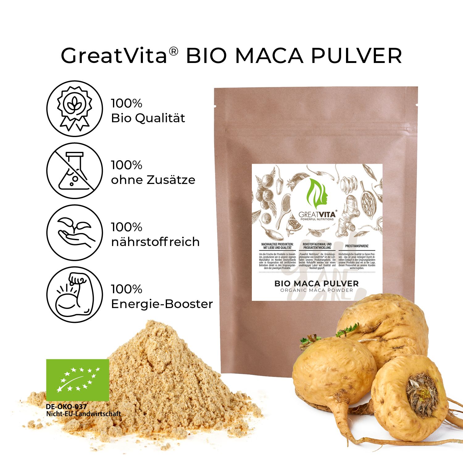 GreatVita Bio Maca Pulver 400 g