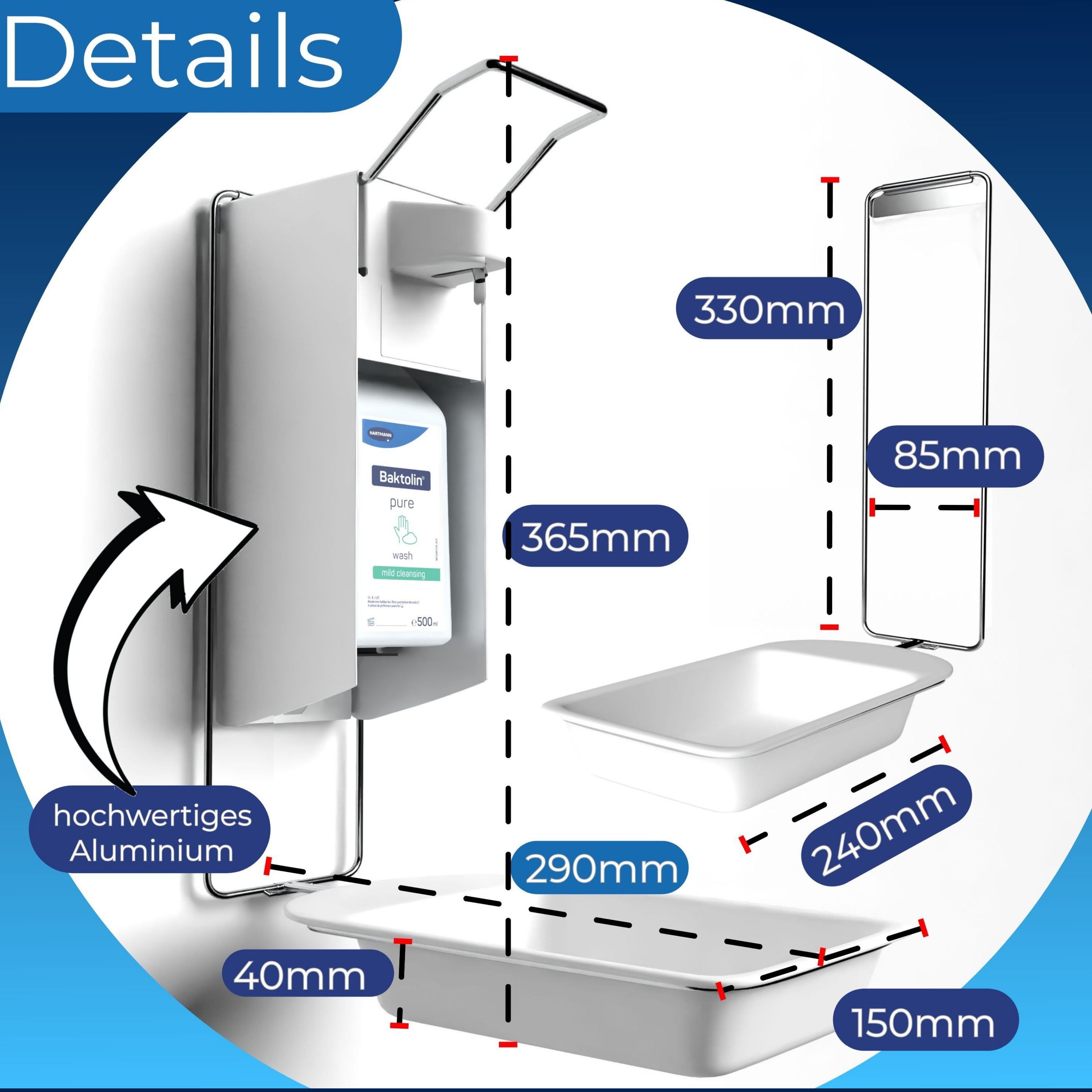 Horn Medical Wandspender inkl. Baktolin pure wash & Abtropfschale