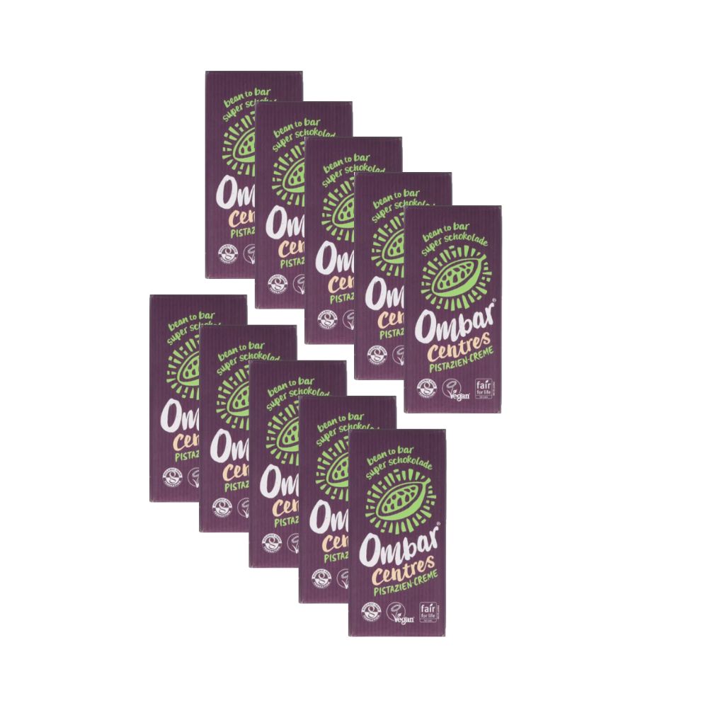 Ombar Centres Pistazie Bio-Schokolade Vegan Gefüllt 10x70 g
