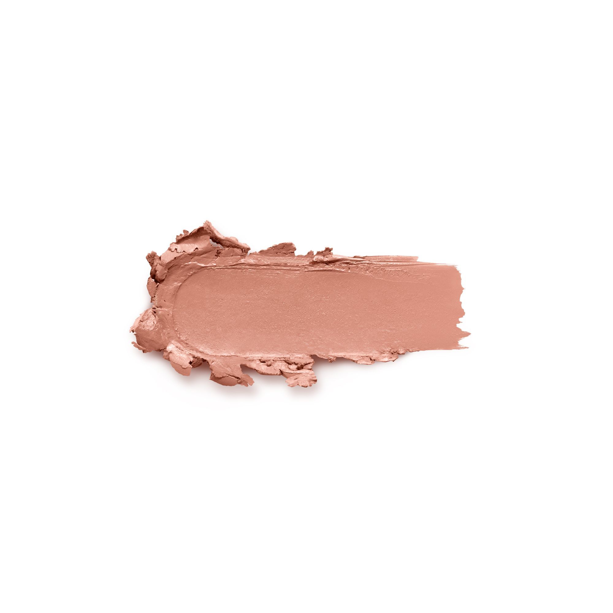 Abstrich eines rosafarbenen Lippenstifts auf weißem Hintergrund.