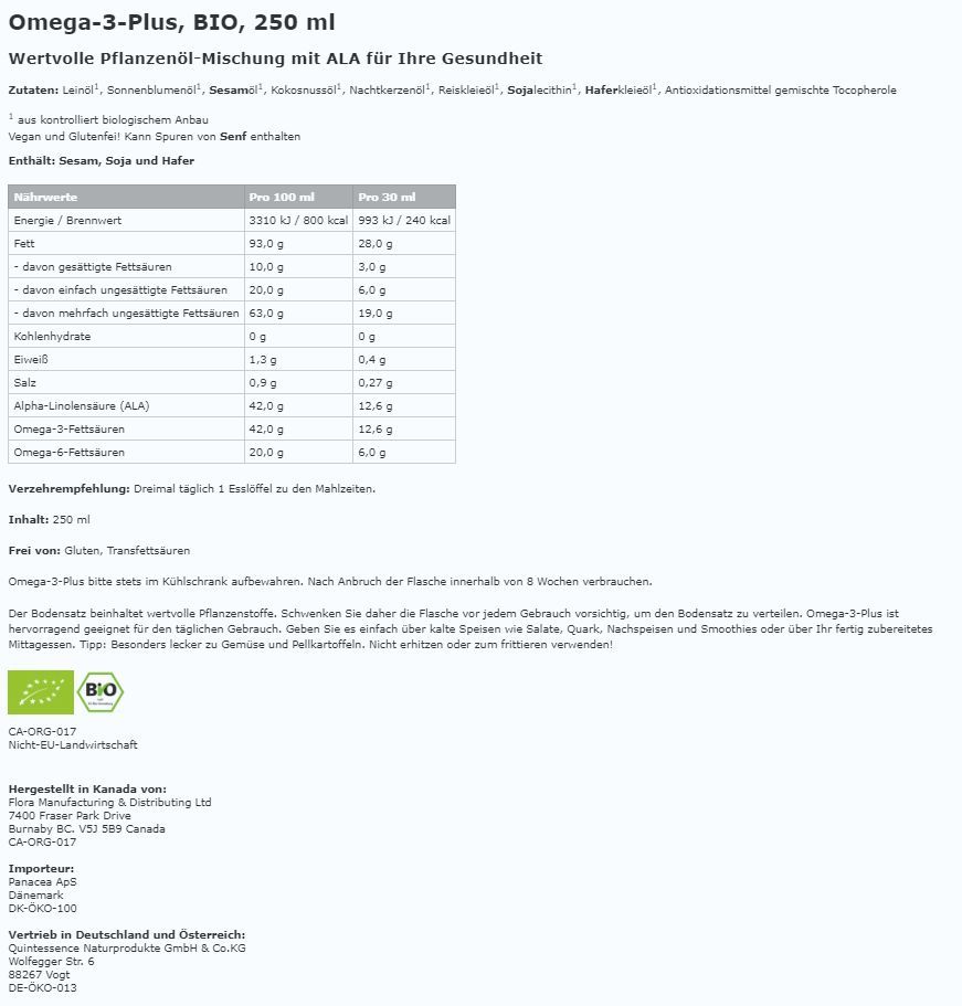 Omega-3-Plus Öl von FMD 250 ml