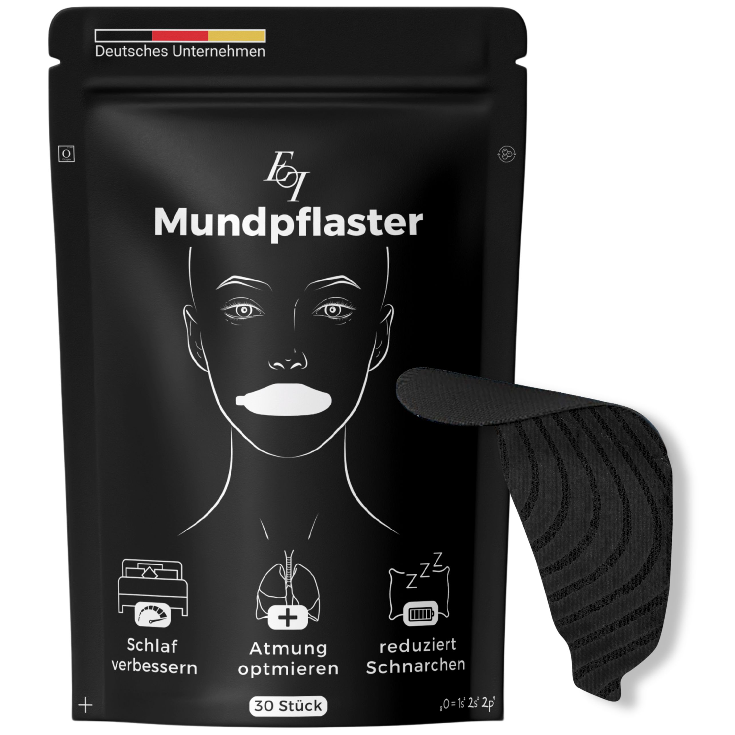 Ellicit® Mundpflaster Schwarz, Universalgröße 30 St