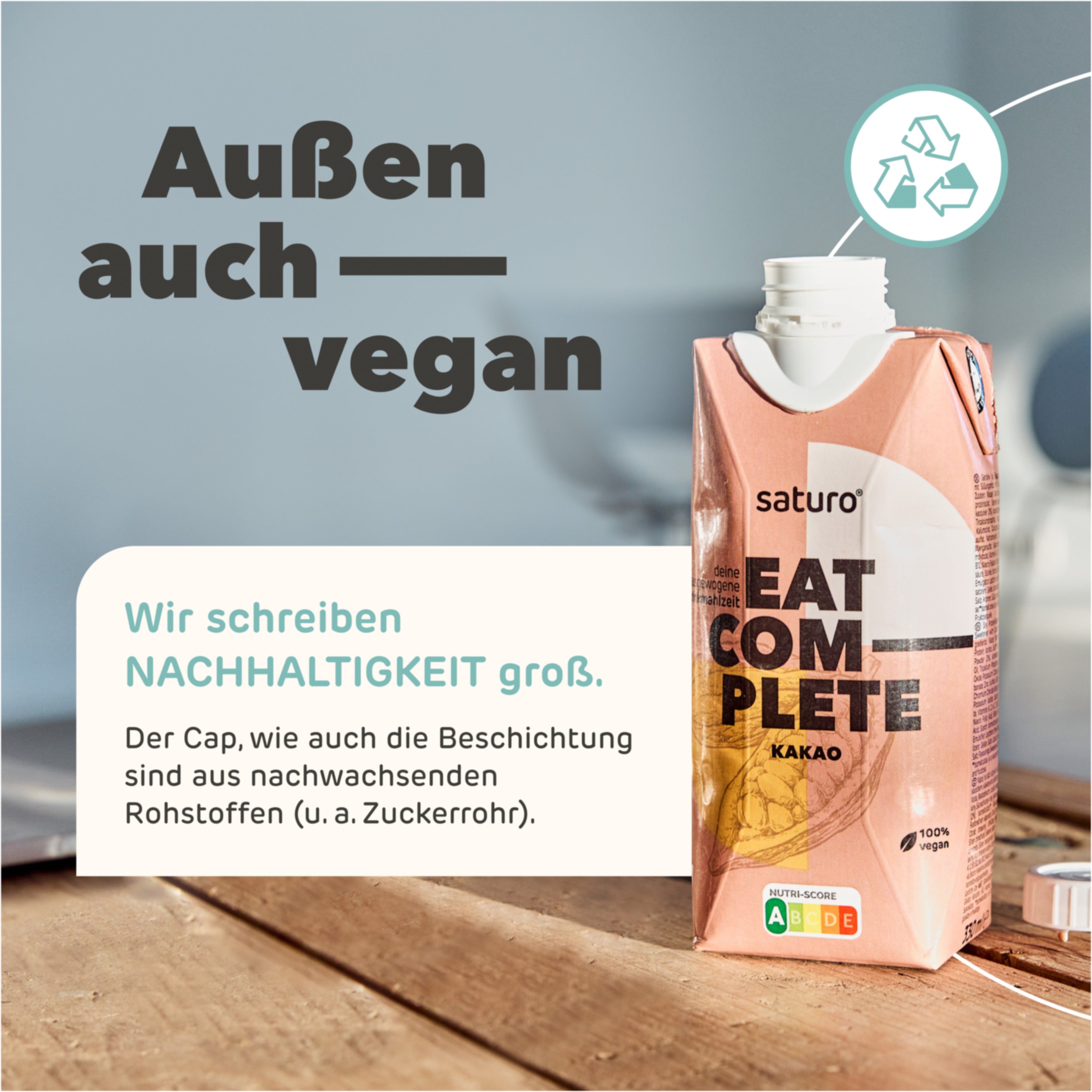 Saturo Trinknahrung Vegan Kakao | Astronautennahrung Mit Protein | Trinkmahlzeit Mit Nährstoffen