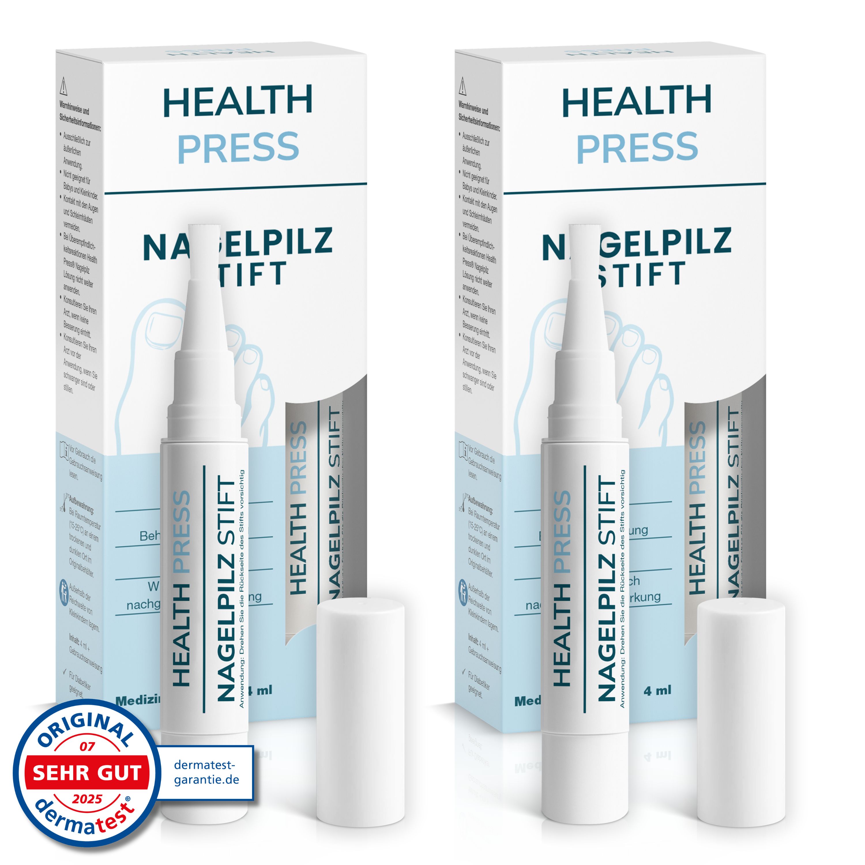 Health Press Nagelpilz Stift – Lack für schnelle & effektive Behandlung 2x4 ml Stifte