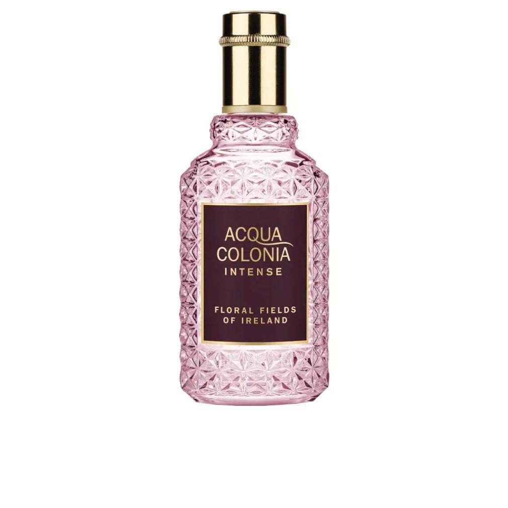 Rosa Flakon mit goldfarbenem Verschluss. Aufschrift: Acqua Colonia Intense Floral Fields Of Ireland.
