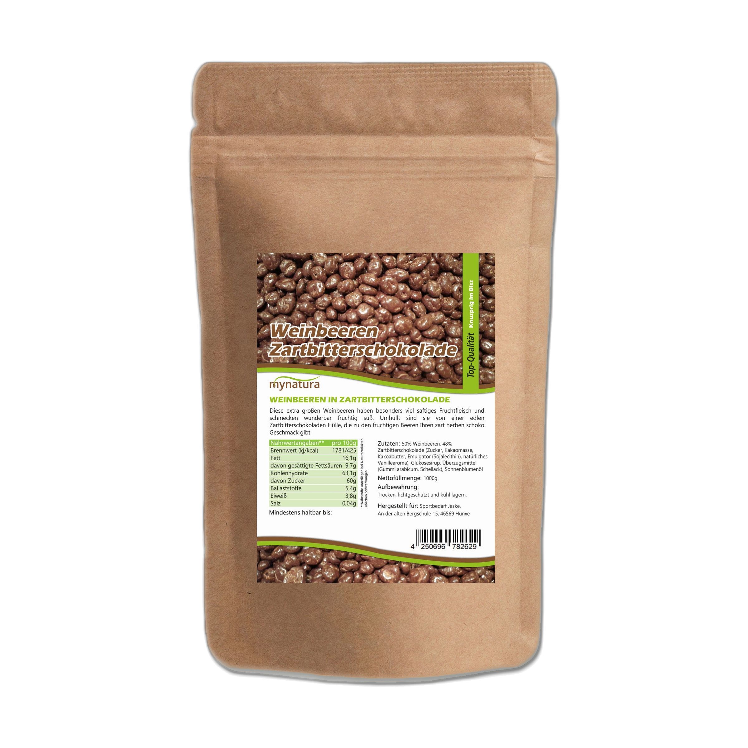 Mynatura Weinbeeren in Zartbitterschokolade 1000 g