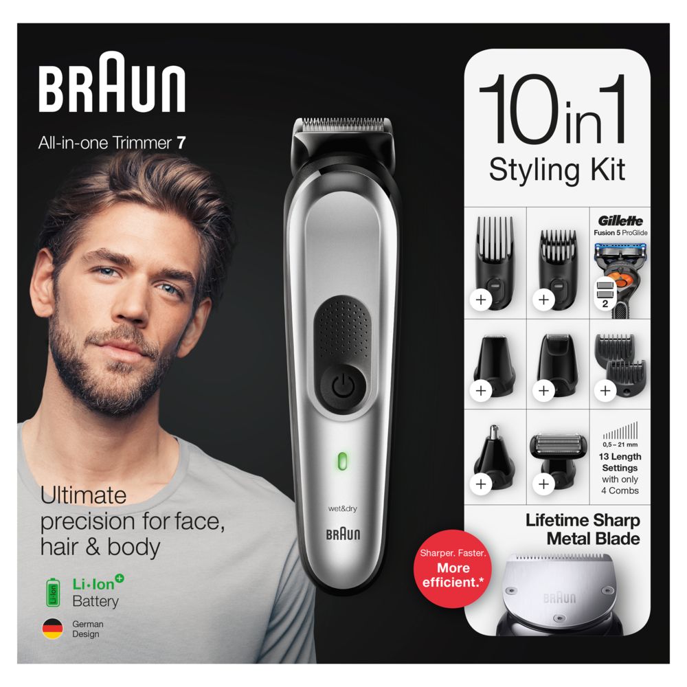 Braun - All-in-One Bartschneider und Haarschneidemaschine "MGK7220" in Schwarz/Silber