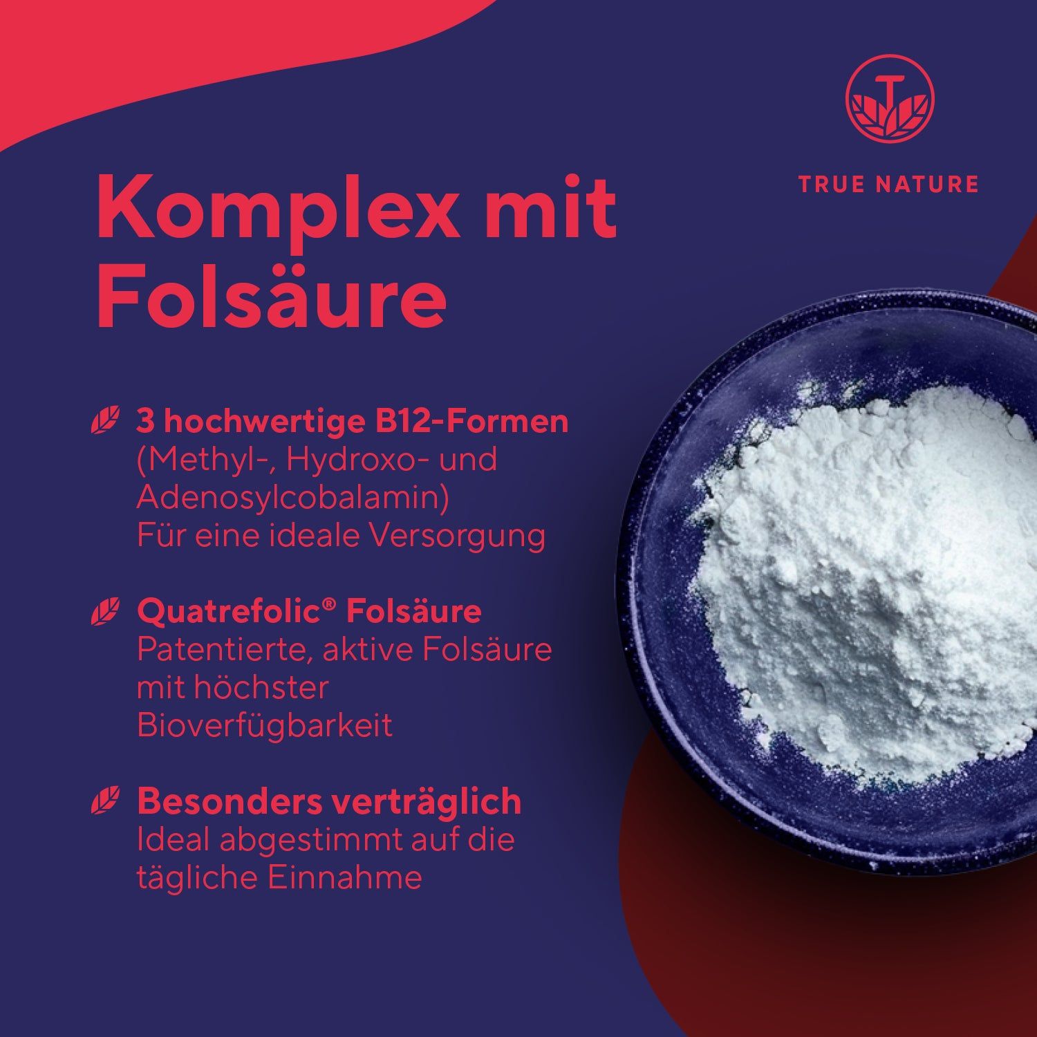 TRUE NATURE® Vitamin B12 Tabletten + Folsäure (Vitamin B9) - 6 Monate Versorgung