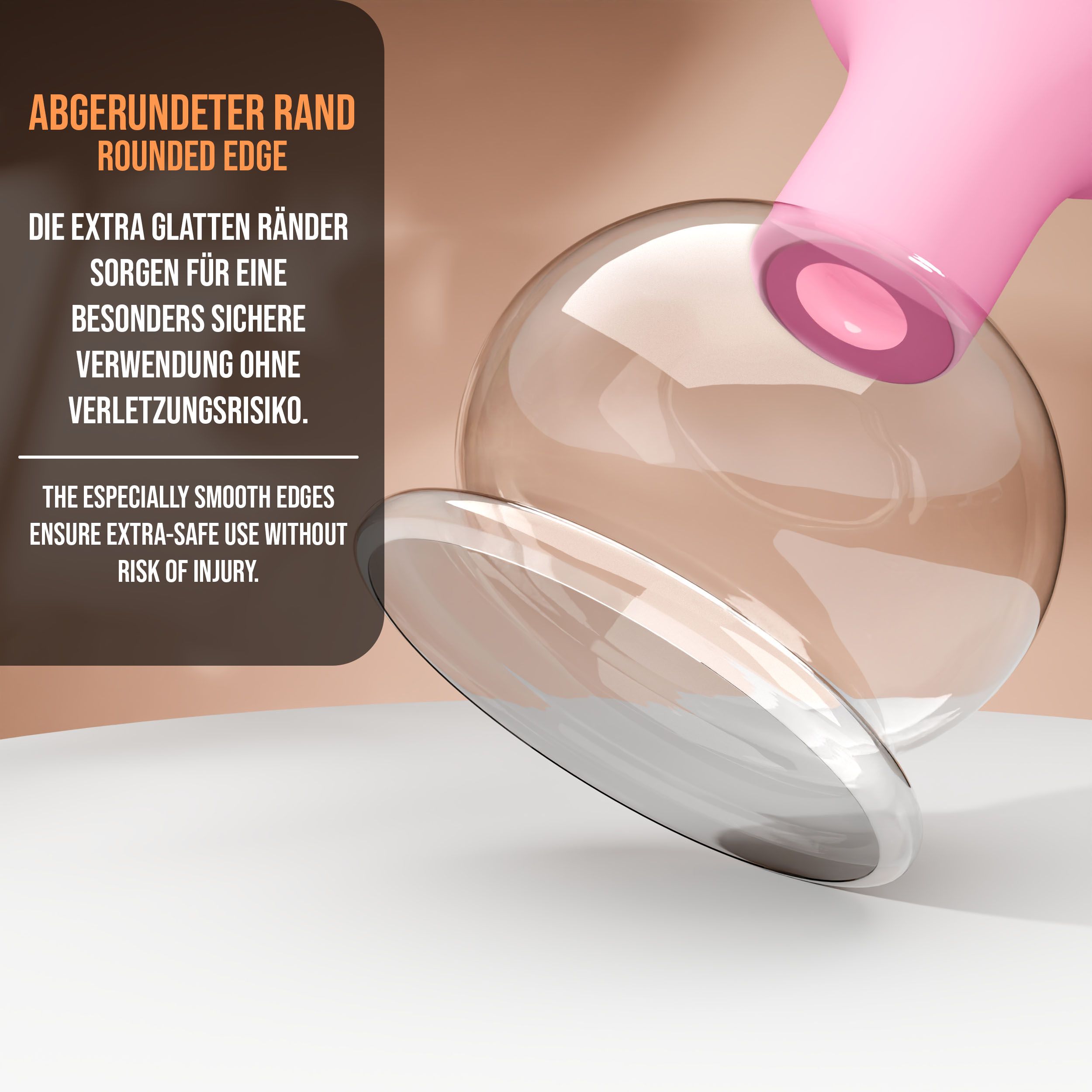Pulox Schröpfgläser aus Echtglas mit Saugball - Set Trio klein in Pink: 25mm, 32mm, 40mm