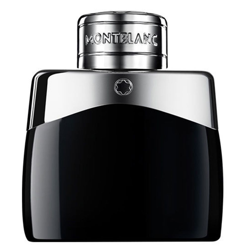 Schwarzer Flakon mit silbernem Deckel. Der Deckel trägt den Schriftzug MONTBLANC. Das Logo ist auf dem Flakon sichtbar.