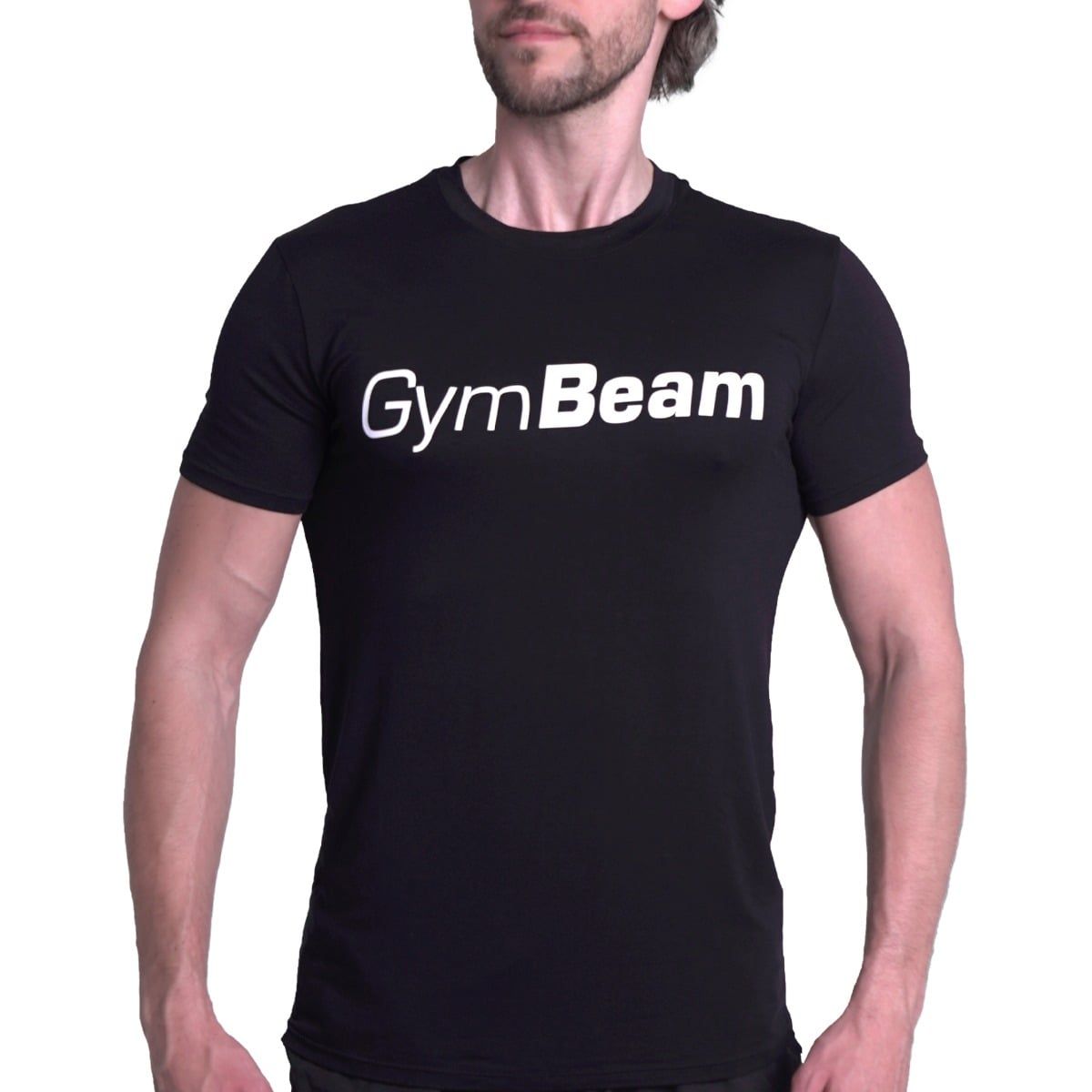 GymBeam T-Shirt Herren regular mit Kurzarm aus Viskose-Elastan-Mix in Schwarz