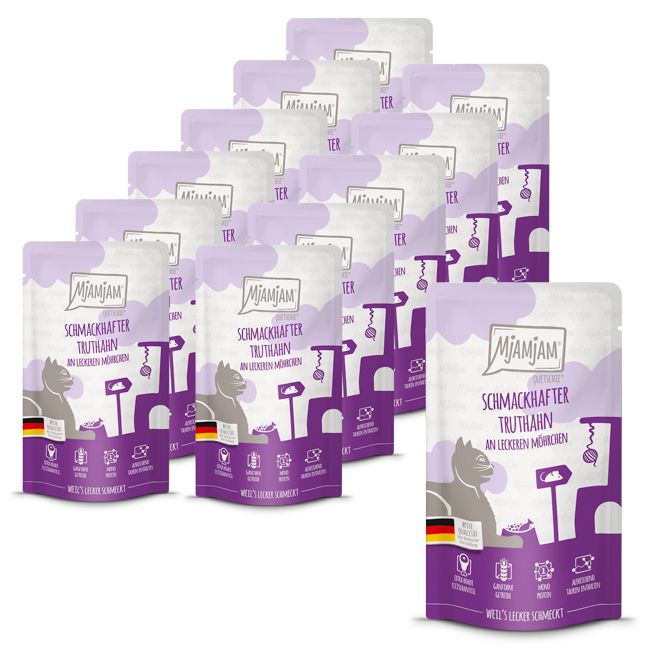 MjAMjAM - Quetschie schmackhafter Truthahn an leckeren Möhrchen 12x125 g Futter