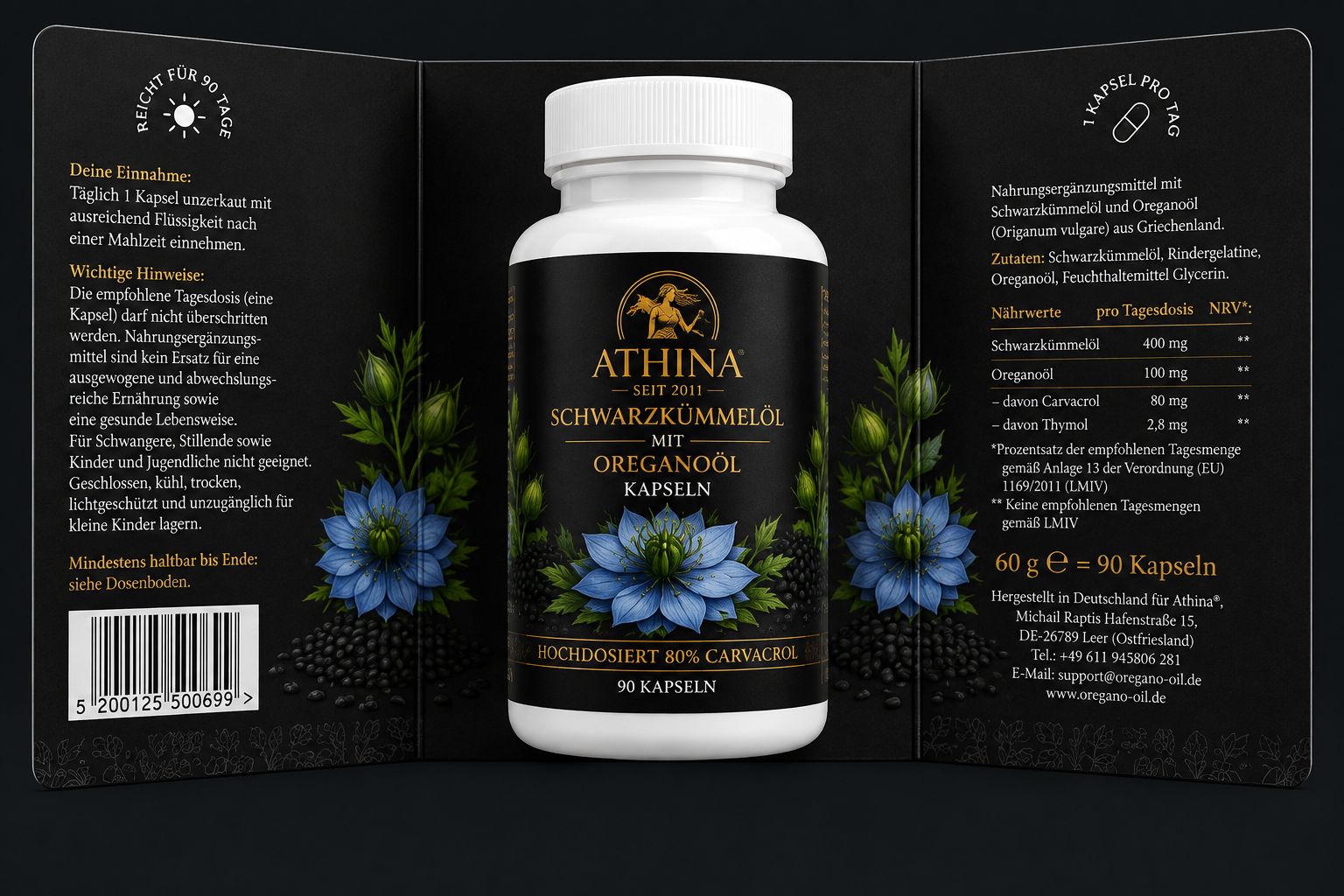 Athina® Oreganoöl mit Schwarzkümmelöl