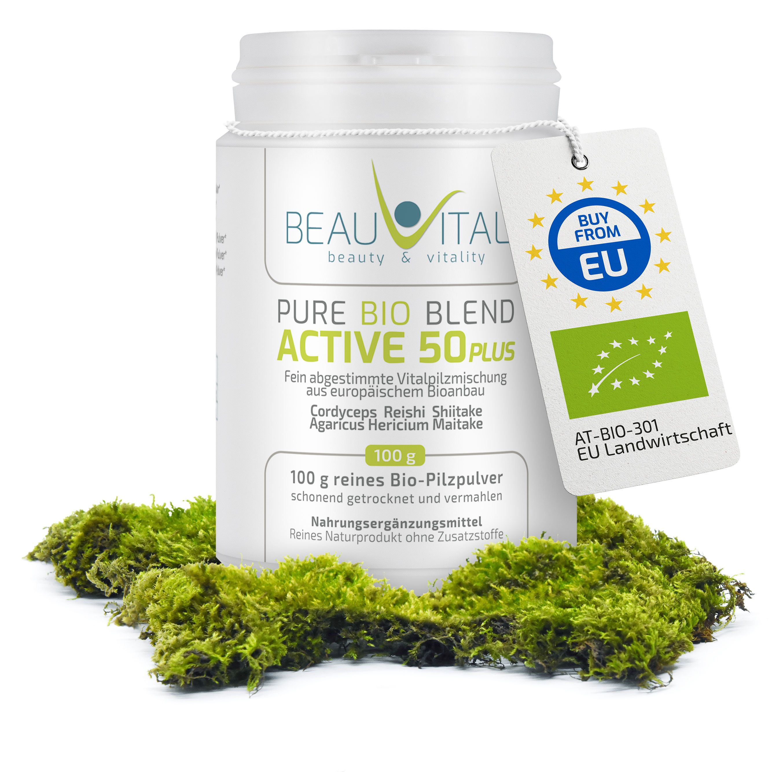 BEAUVITAL® Pure Bio Blend Active 50plus Vitalpilze Cordyceps Reishi Shiitake Agaricus Hericium Mait.