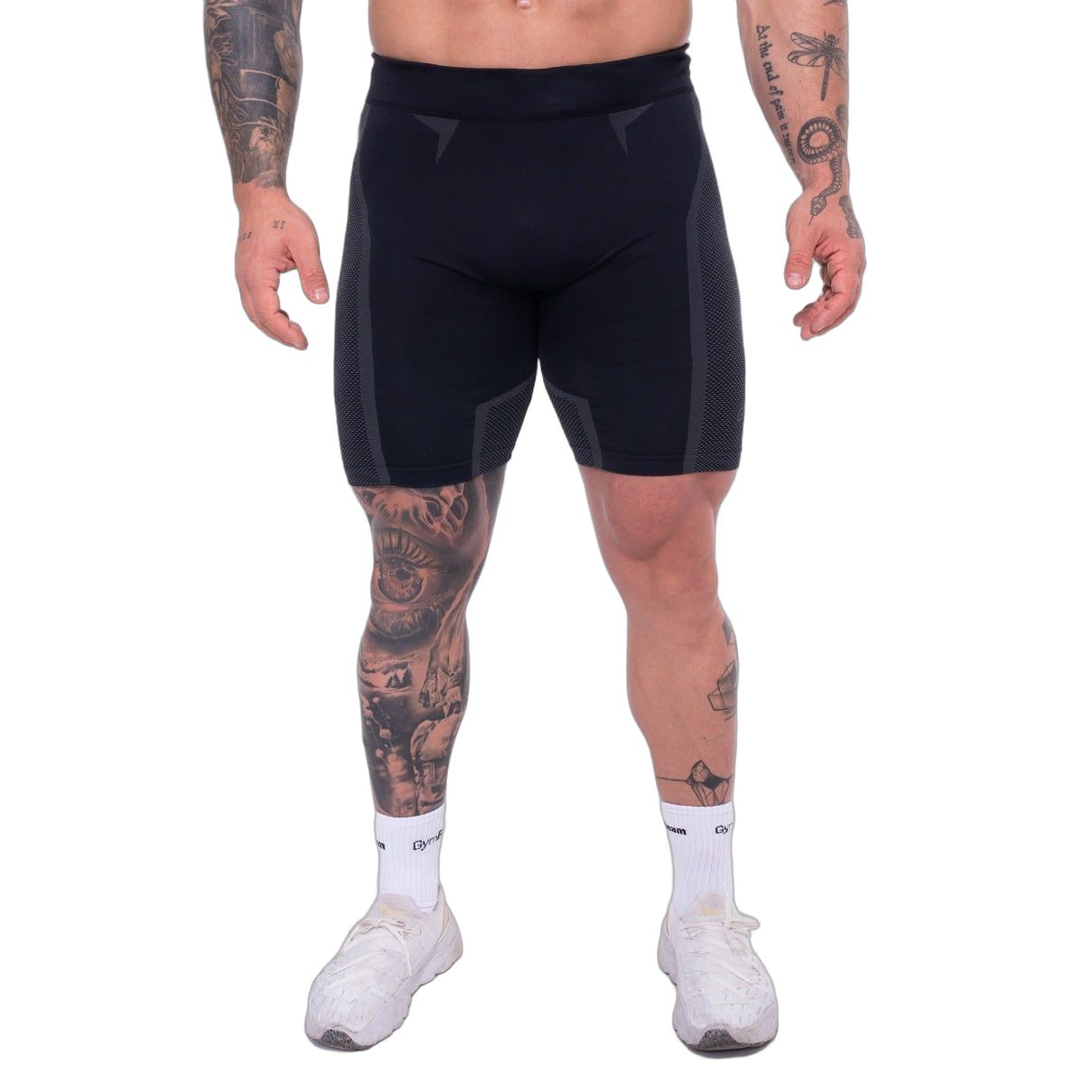 GymBeam Shorts Herren nahtlos Slim mit Kordelzug und Gummizug OG1 Schwarz/Grau 1 St