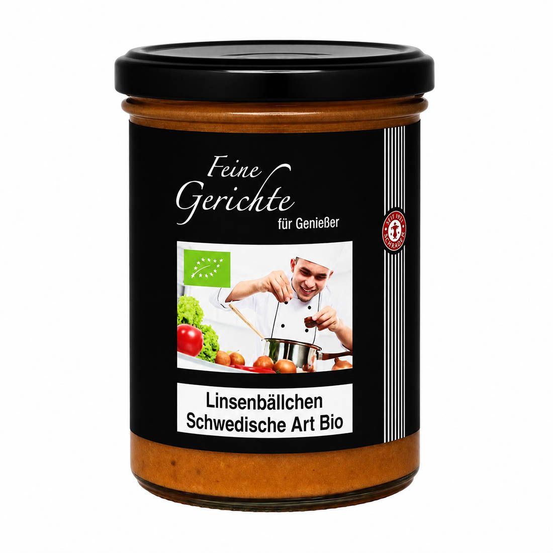 Schrader Linsenbällchen Schwedische Art in Pilzrahmsauce Bio 0,39 kg Fertiggericht