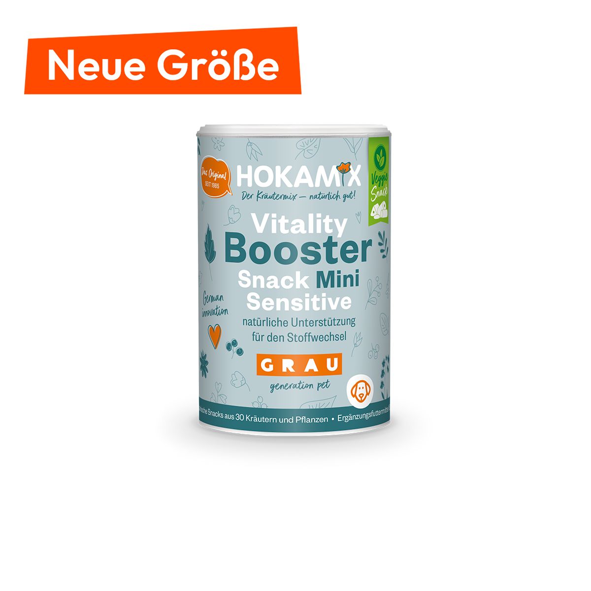 Grau Hokamix Vitality Booster Snack Mini Sensitive 150 g Futter