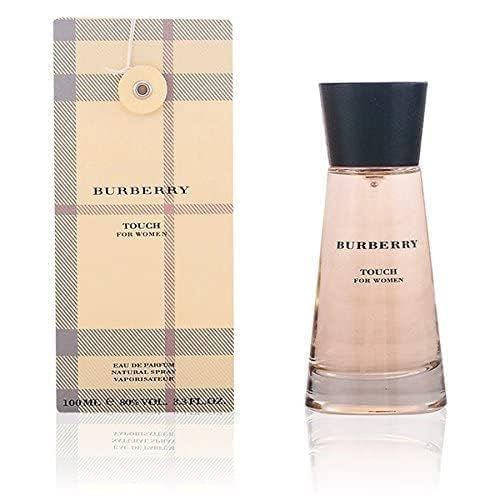 Burberry Touch for Women Flakon und Verpackung. Text: Burberry Touch for Women, Eau de Parfum.