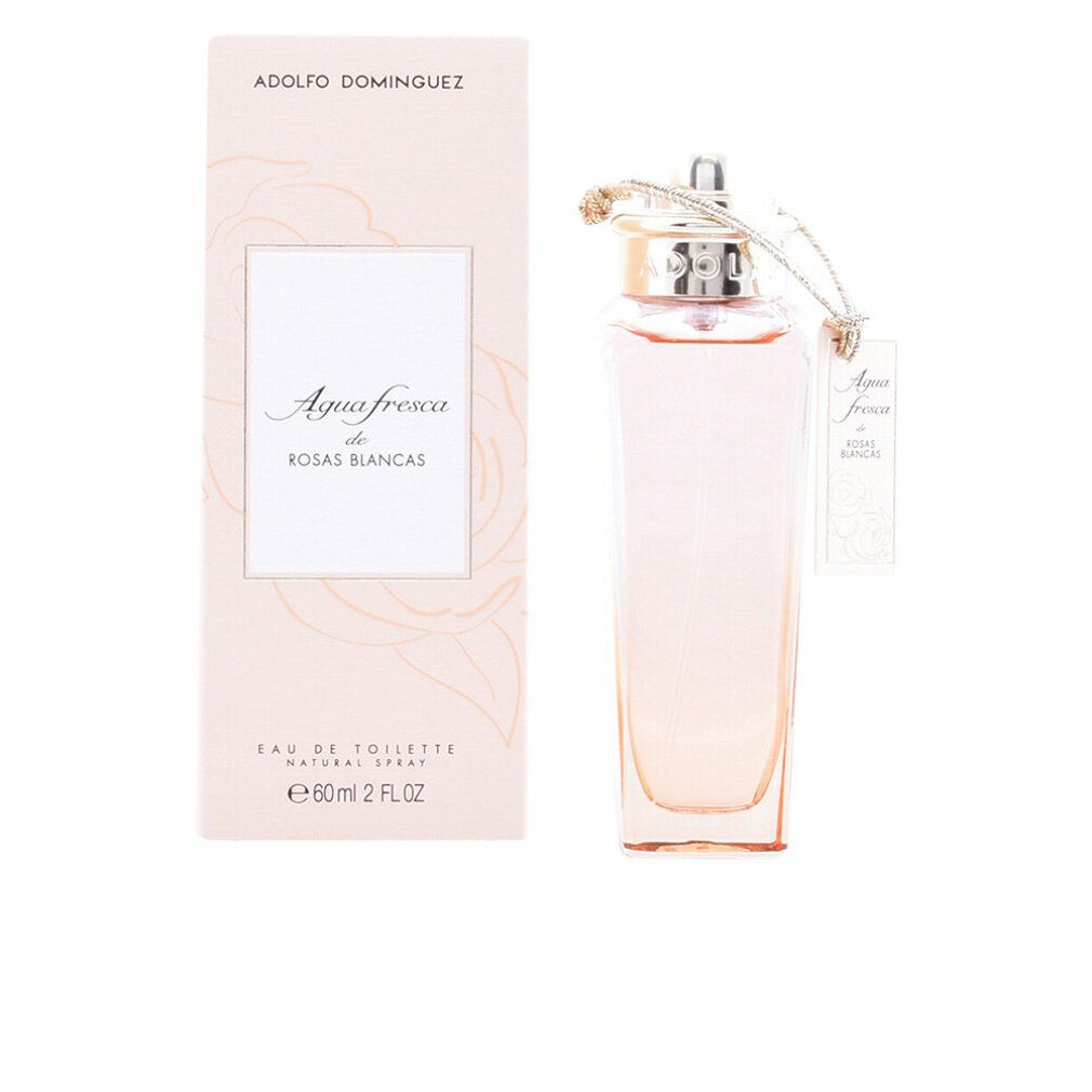 Flakon und Verpackung. Flakon mit rosa Flüssigkeit, Etikett. Verpackung mit Produktnamen und Logo. Eau de Toilette.
