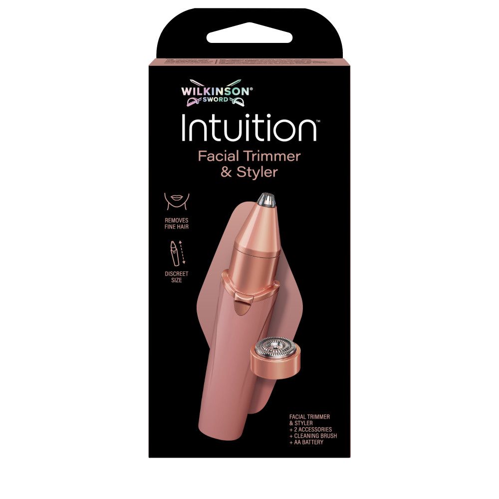Wilkinson Sword Intuition Gesichts-Trimmer und Styler, Roségold, mit Ersatzaufsatz.