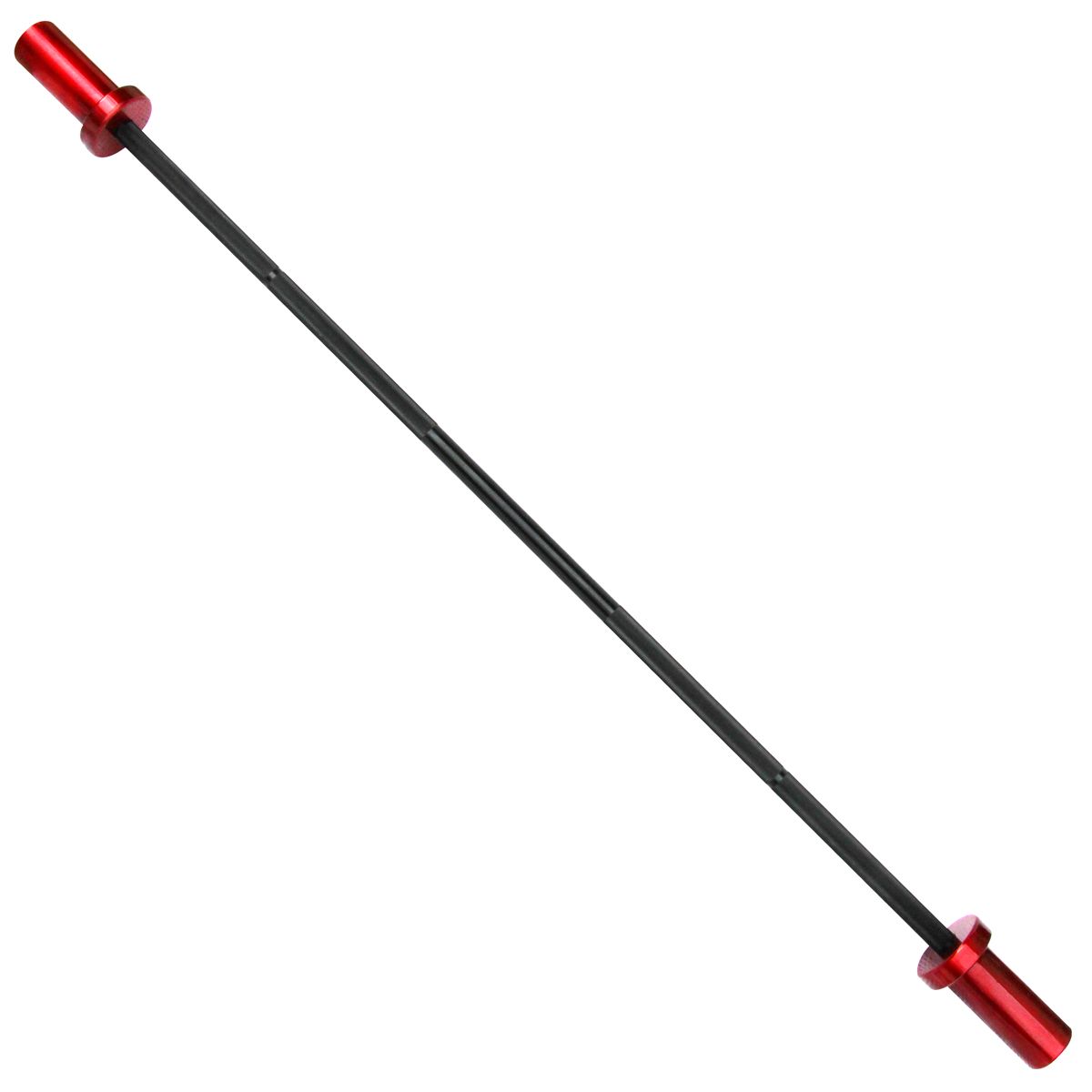 Schwarze Stahl-Hantelstange mit roten Enden. 120cm lang, O 50mm. Für Fitness-Training.