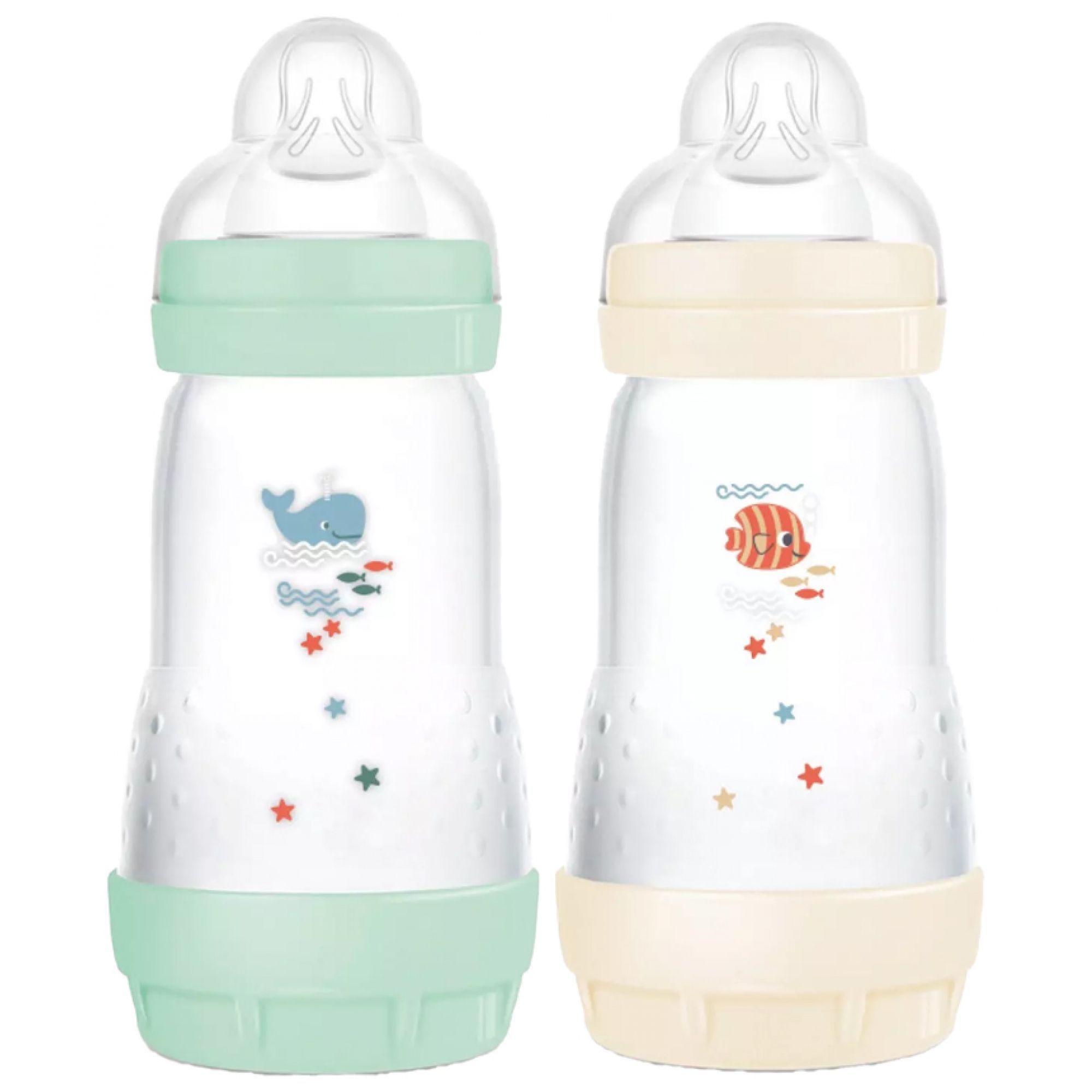MAM 2 Babyflaschen Easy Start Monate und Mehr Durchfluss (Farbe : Minze/Baumwolle) 14,5x7,3x18,5 cm
