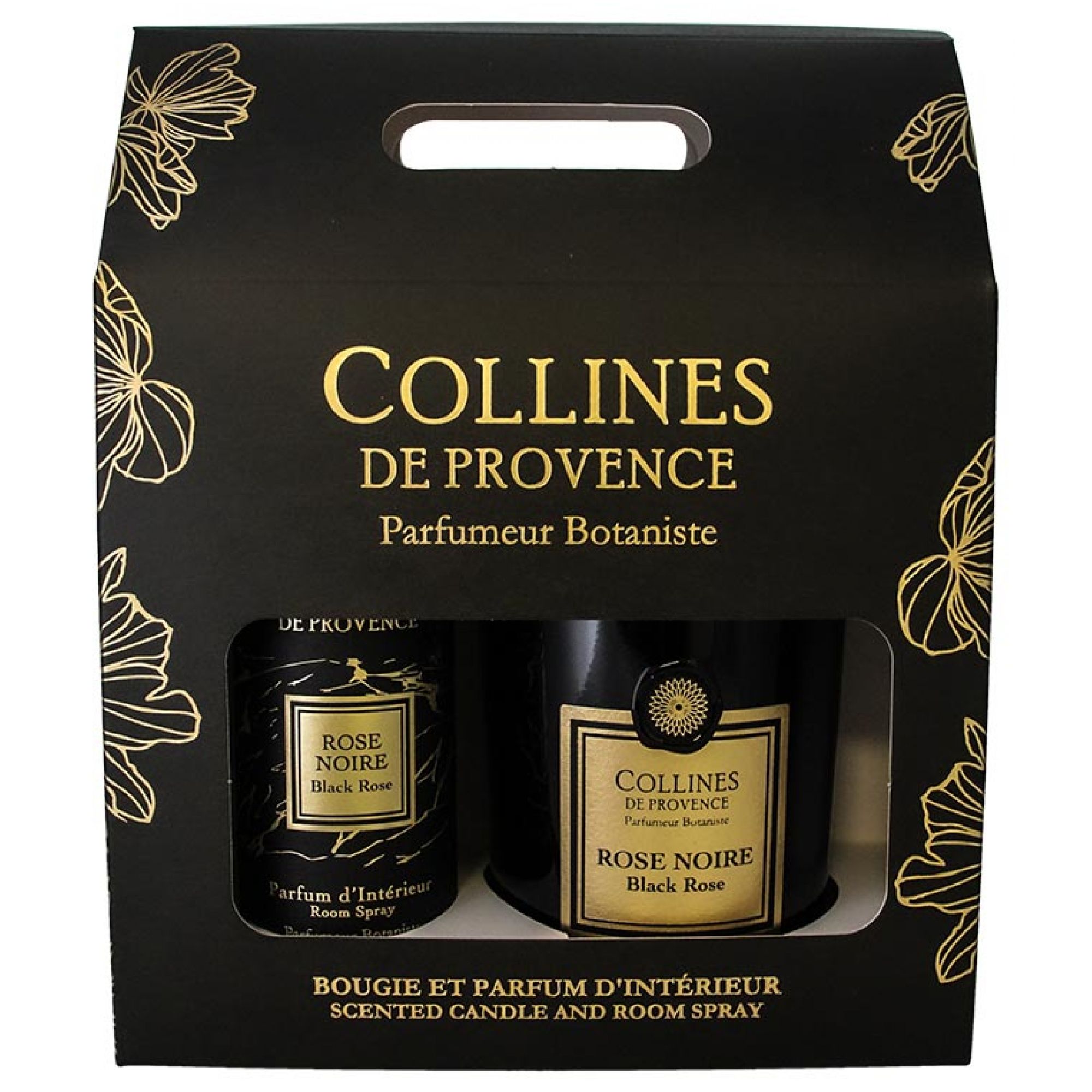 Collines de Provence Geschenkset Raumduft Duo  + Kerze Duo 180 g Schwarze Rose