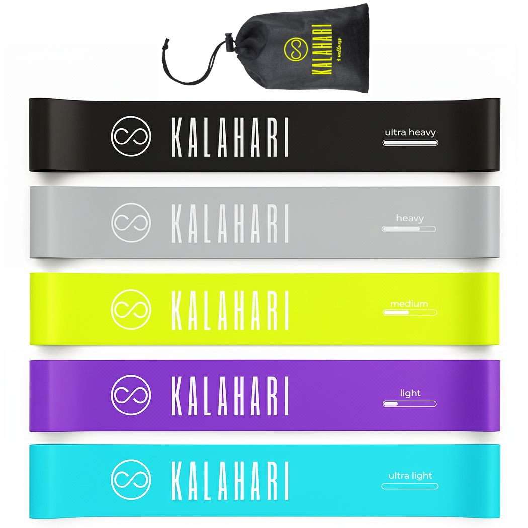 Kalahari Fitnessbänder Set + eBook Übungen, Fitnessband, Widerstandsbänder Fitness Loop Band 5 St