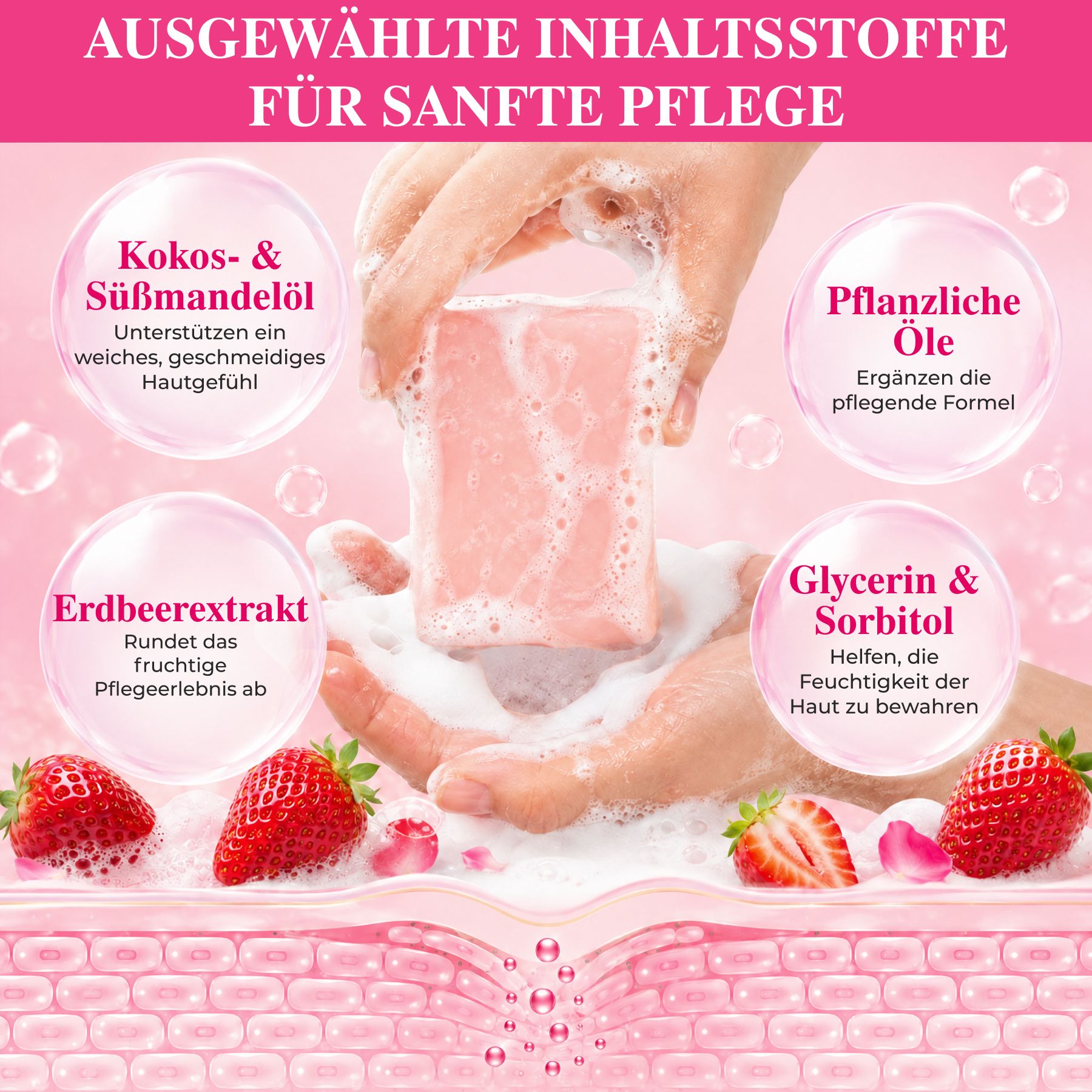 P-beauty  Intimseife Yoni Bar Frauen Intimpflege pH-Balance Erdbeer Aroma