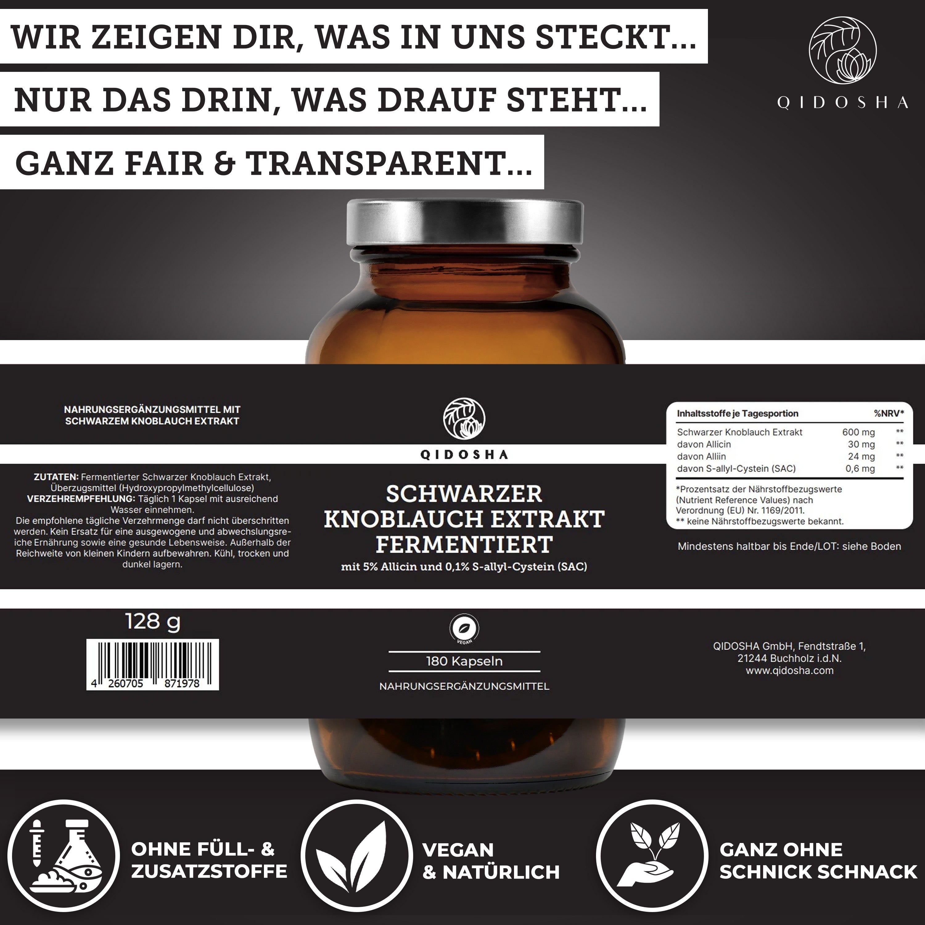 QIDOSHA Schwarzer Knoblauch Extrakt fermentiert