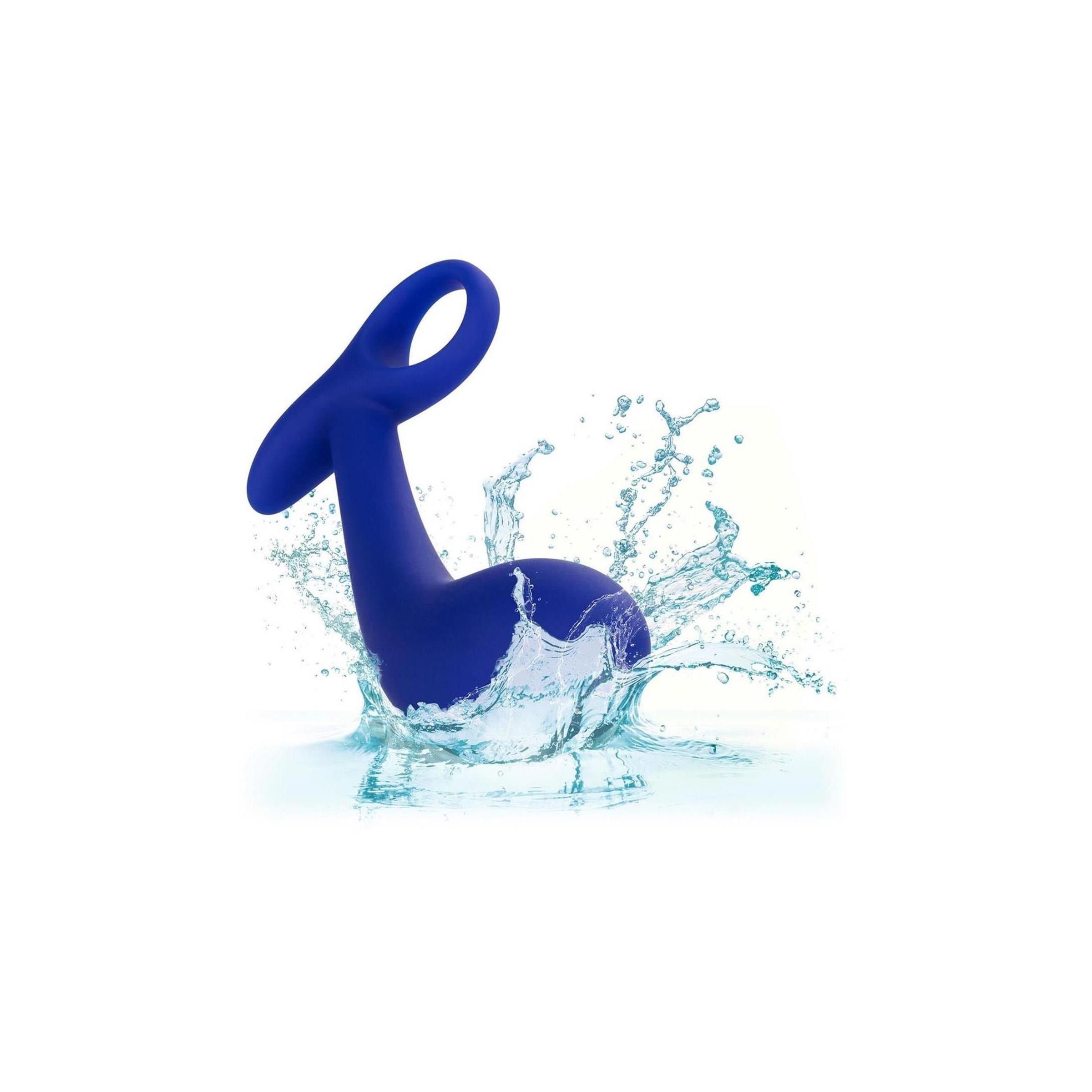 Blaue Anal-Trainingshilfe im Wasser. Ergonomisch geformt.