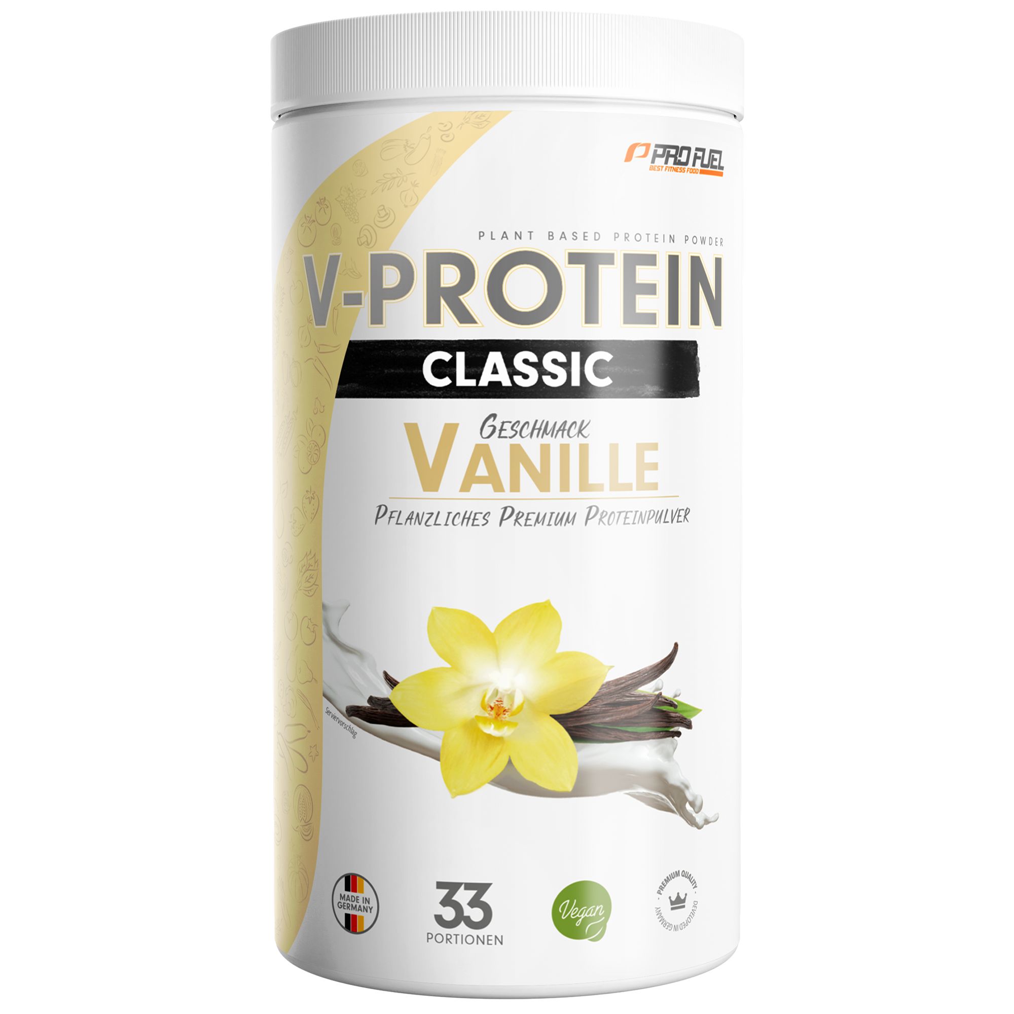 ProFuel - V-PROTEIN Classic - Vanille - veganes Proteinpulver mit 75% Protein