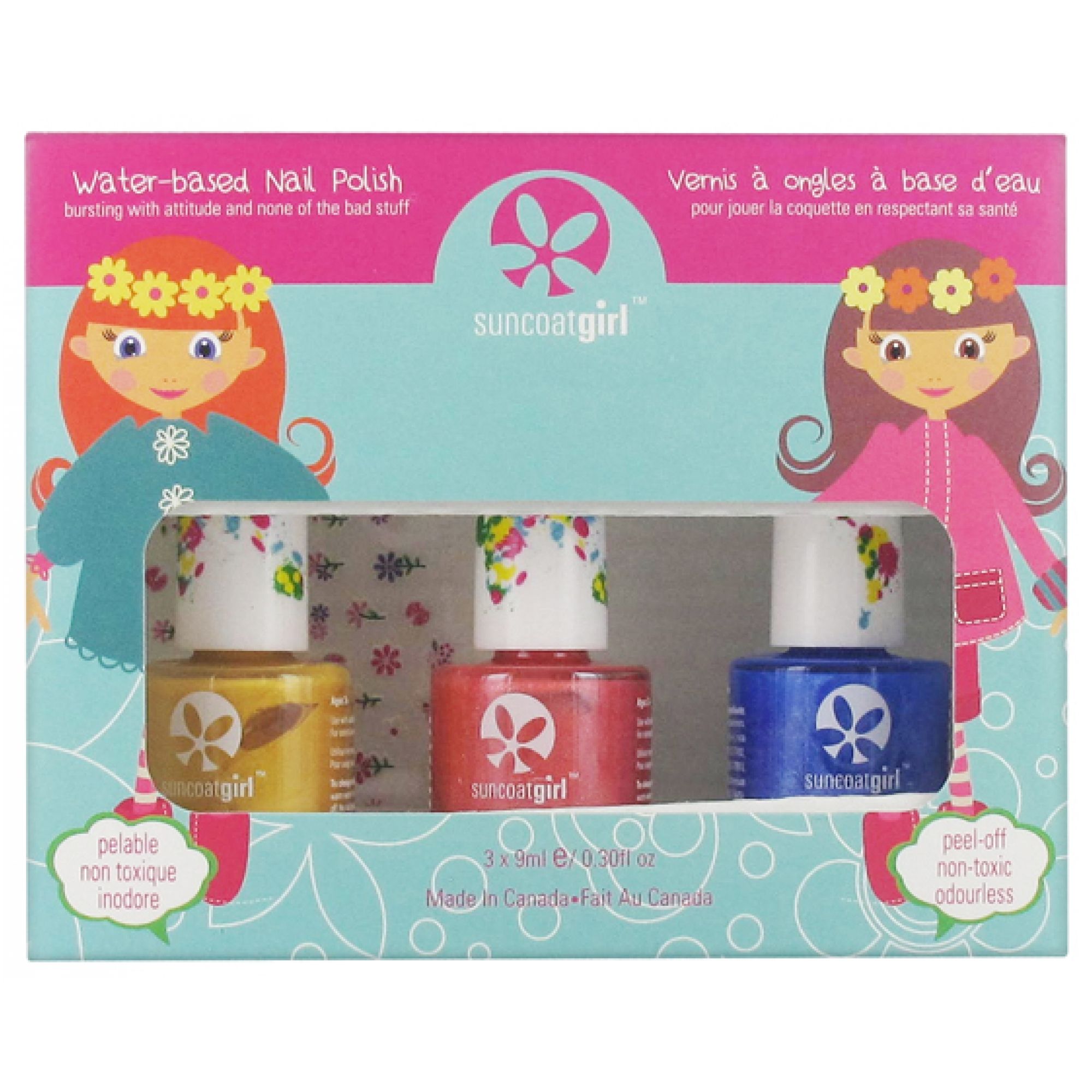 Suncoat Girl Kit 3 Abziehbarer Nagellack auf Wasserbasis + 1 Blatt Aufkleber (Farbe : Blau) 5x12x10 cm