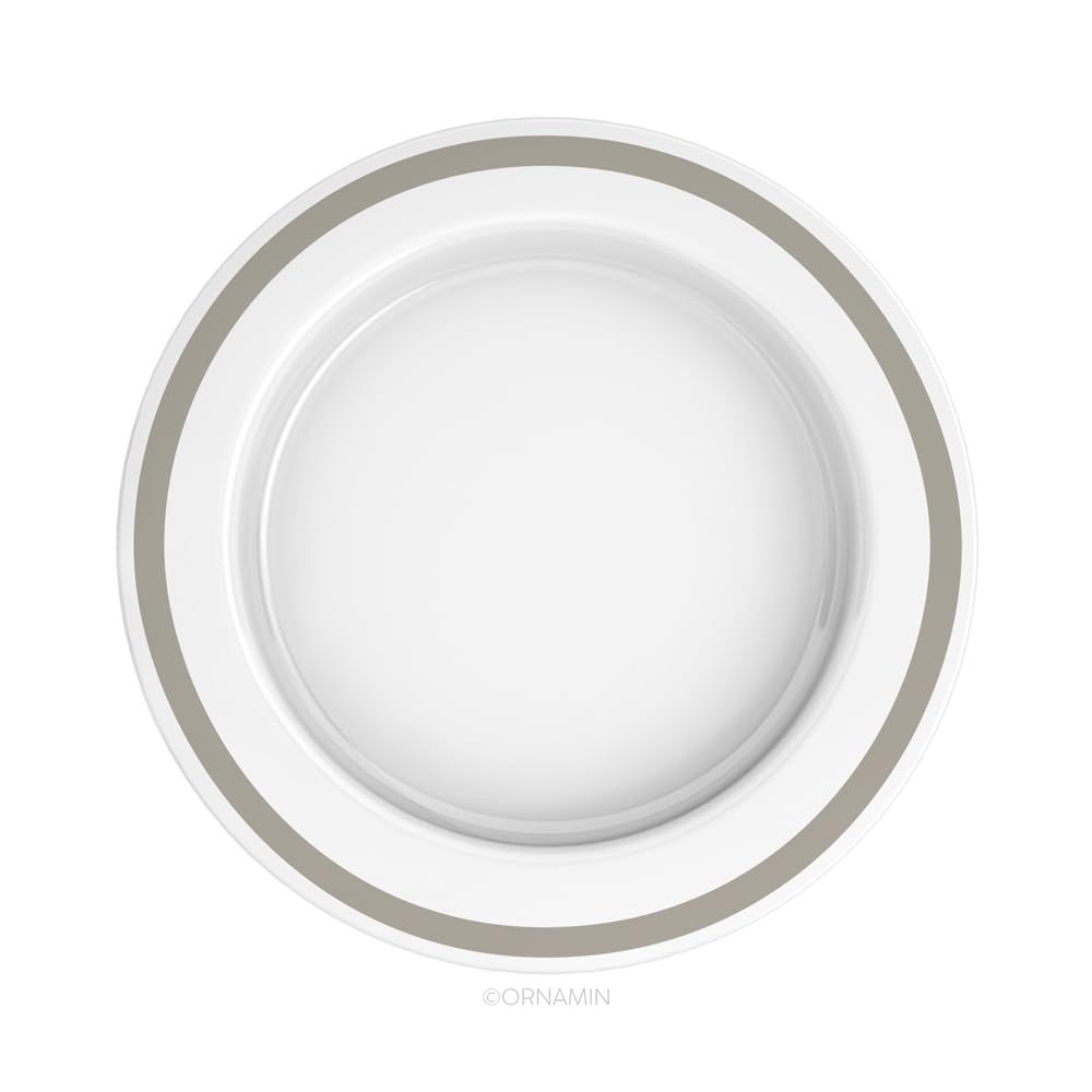 Weißer Teller mit grauem Rand. Unten rechts steht "ORNAMIN".