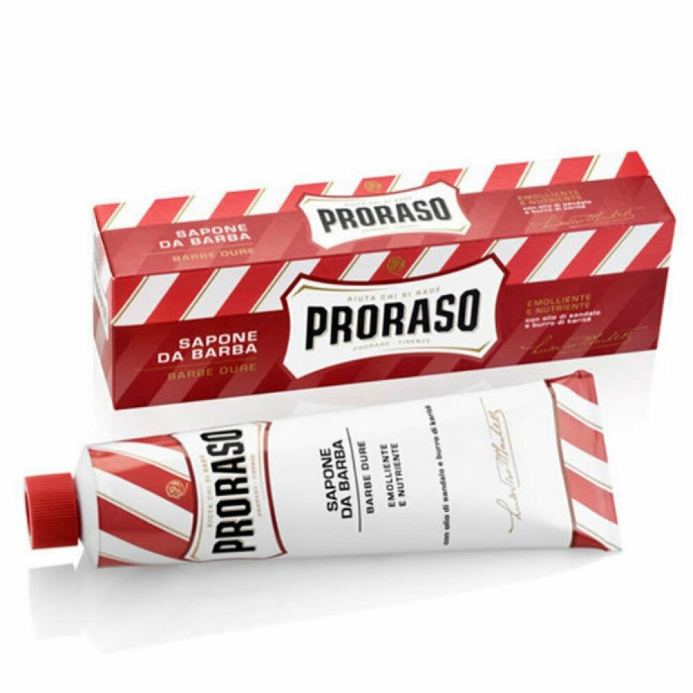 Proraso Rasiercreme-Tube mit rotem Verschluss.