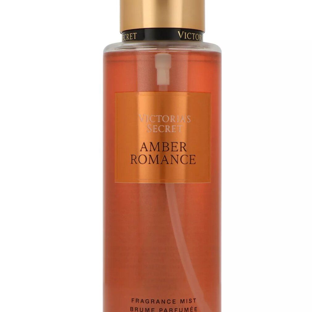 Victoria's Secret Amber Romance Körperspray, 250ml. Flakon mit goldenem Verschluss, Detailaufnahme.