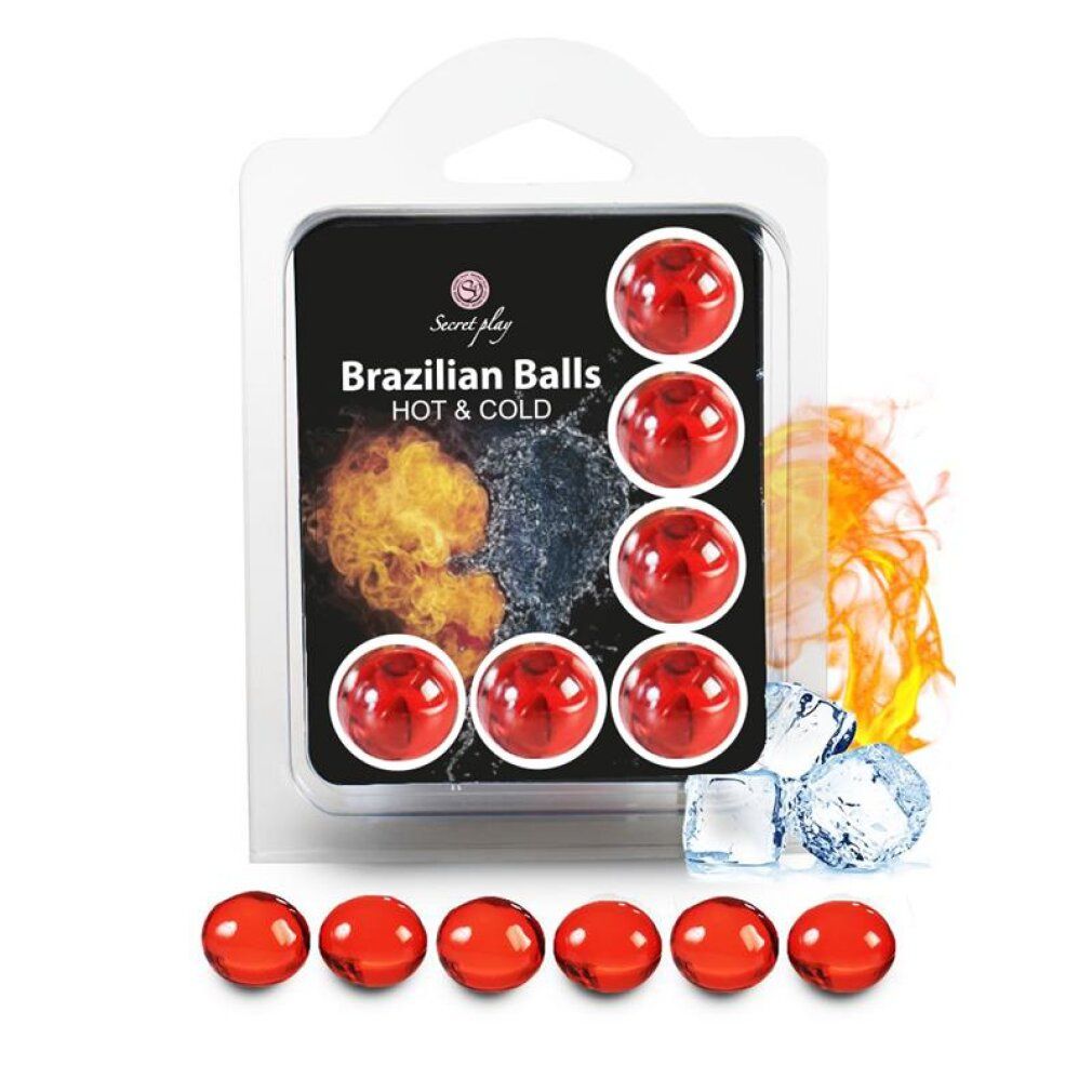 Sechs rote brasilianische Kugeln mit Hot & Cold-Effekt in Blisterverpackung.