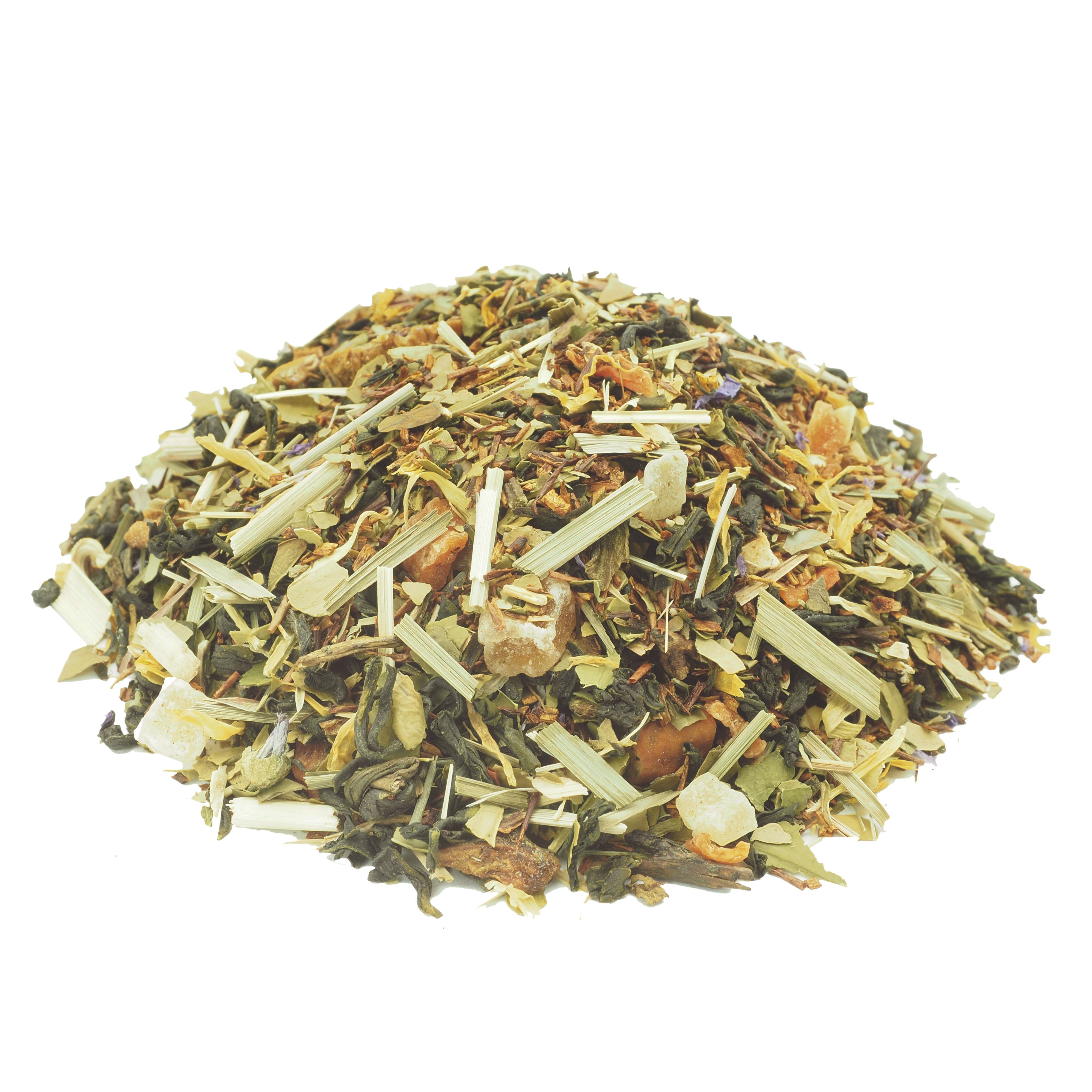 tea4me Schatz der Inka Kräuterwohl Kräutertee mit Grüntee und Papaya-Geschmack