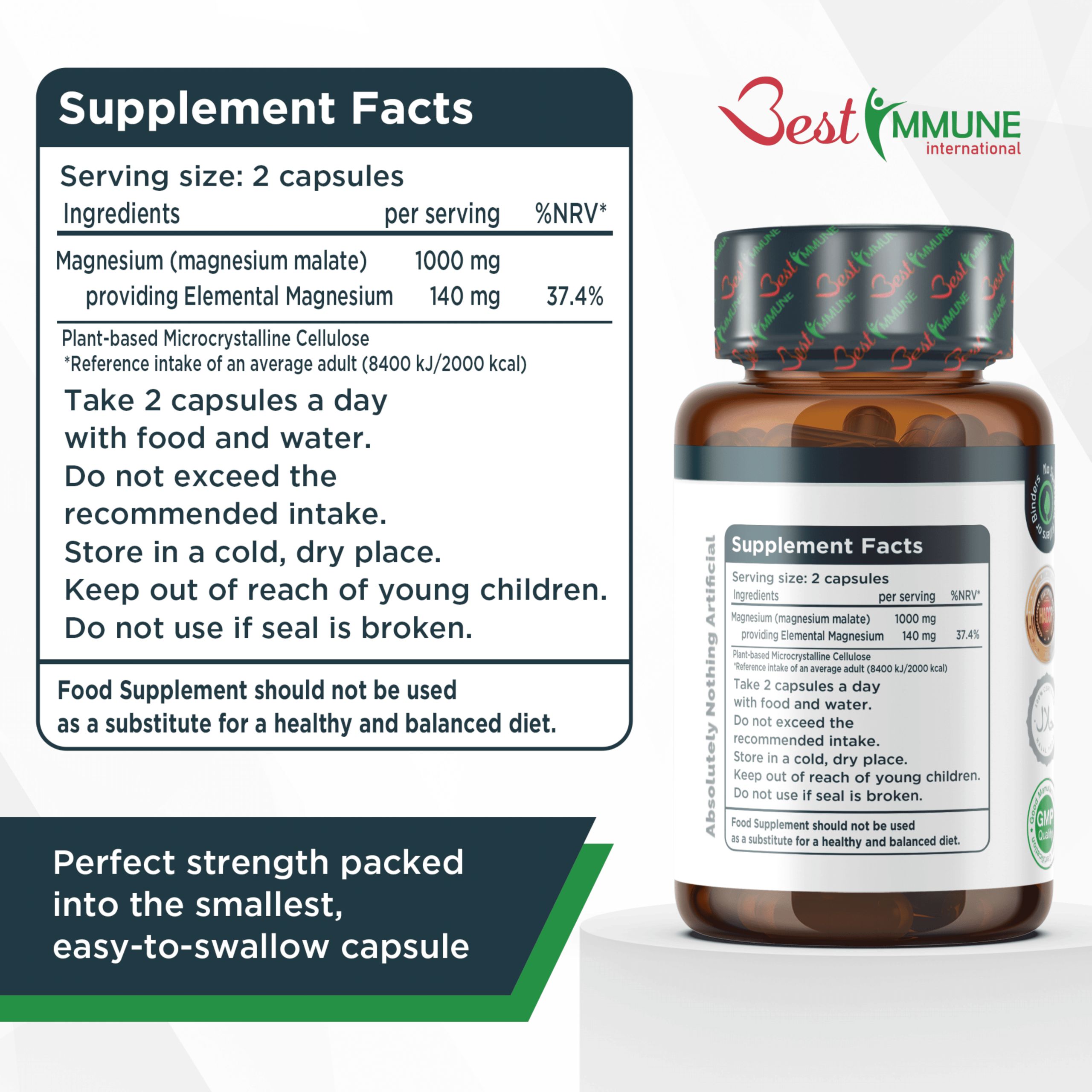 Best Immune Natürliches Magnesiummalat 500 mg