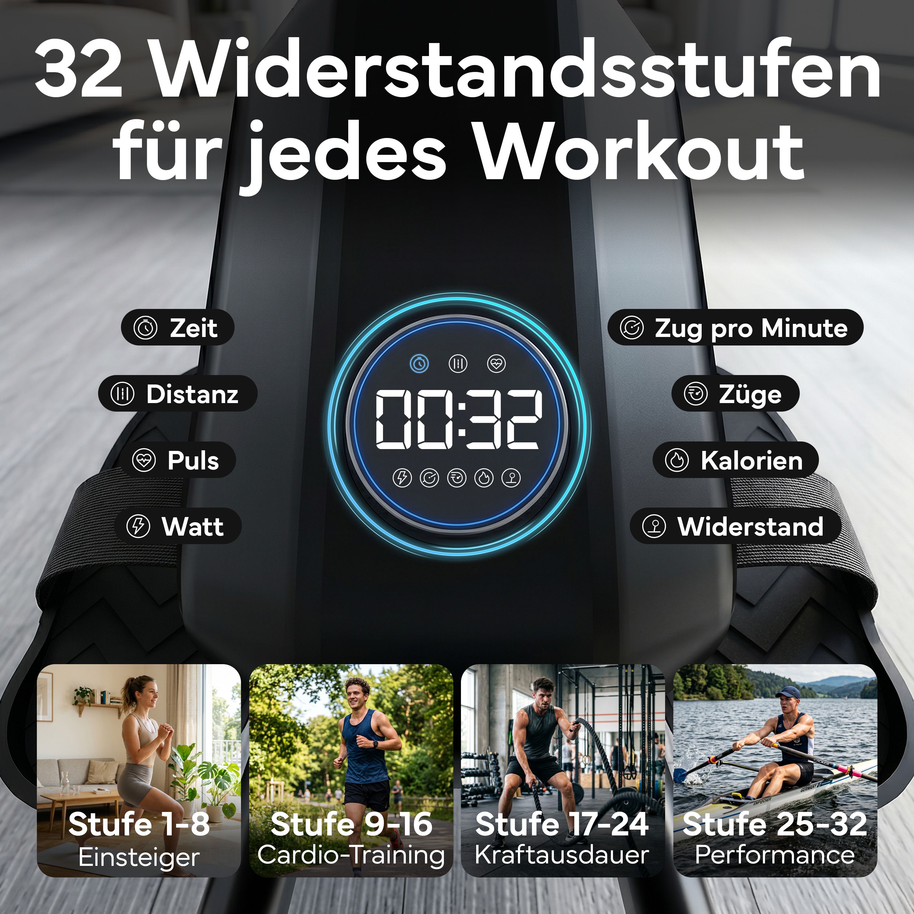 Rudergerät mit Magnetbremse