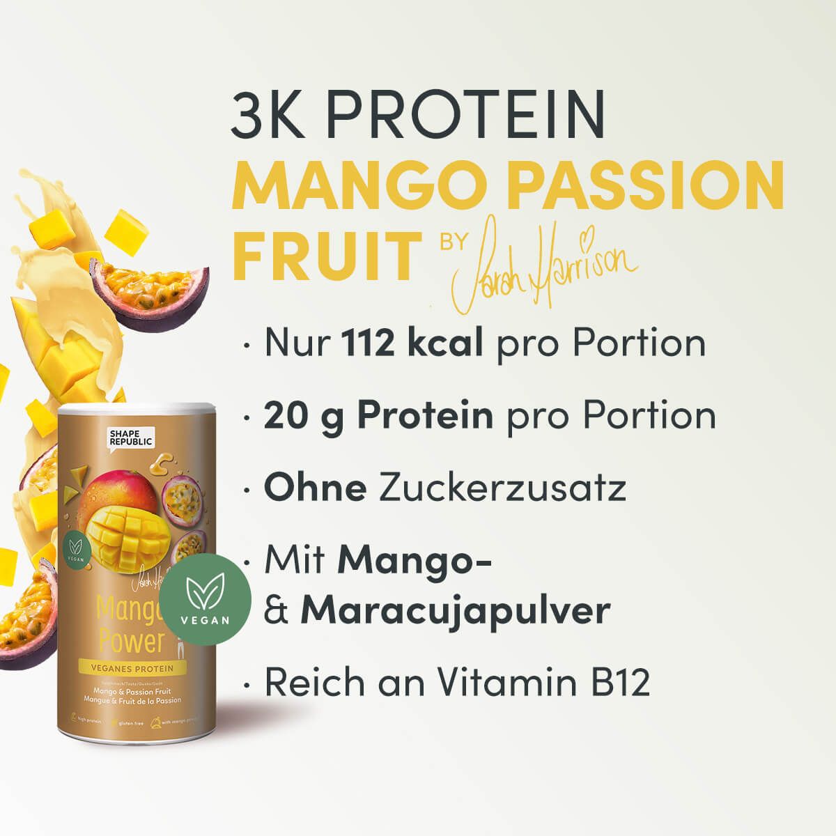 Veganes 3K Protein | Mango & Passionfruit Proteinshake Shape Republic 420 kg