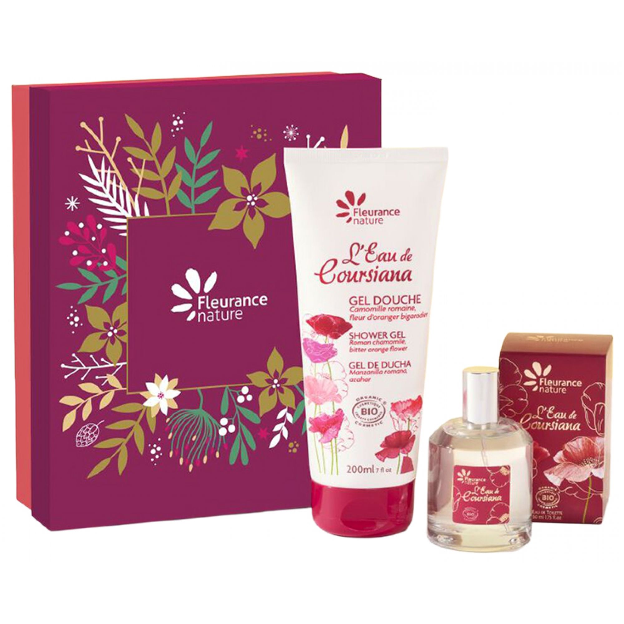 Fleurance Nature L'Eau de Coursiana Eau Toilette Bio 50 ml + Parfümiertes Duschgel 200 16,7x7x20,7 cm