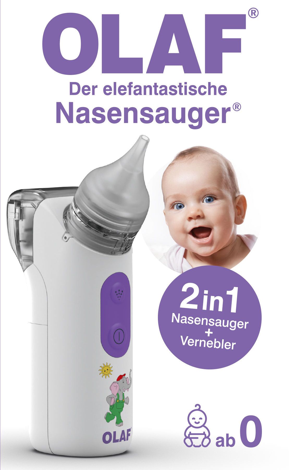 OLAF® Elektrischer Nasensauger Baby 2in1 mit Vernebler